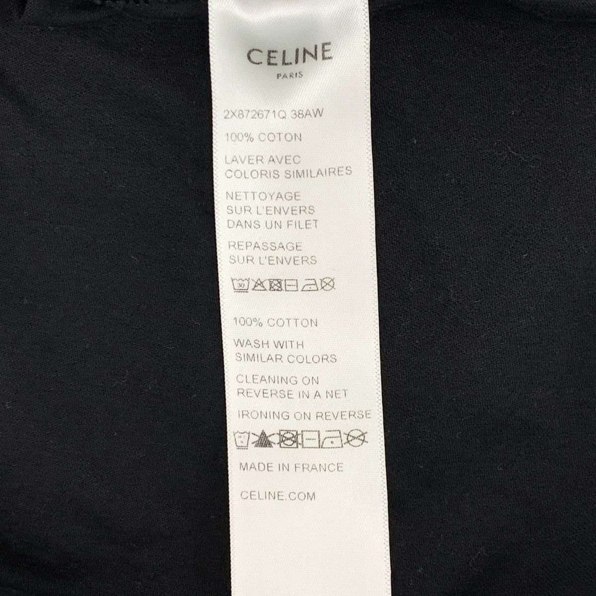 Celine Celine Black Triomphe Printed Cotton Crew Neck T-Shirt K26WX Size M / US 6-8 / IT 42-44 - 8 Thumbnail