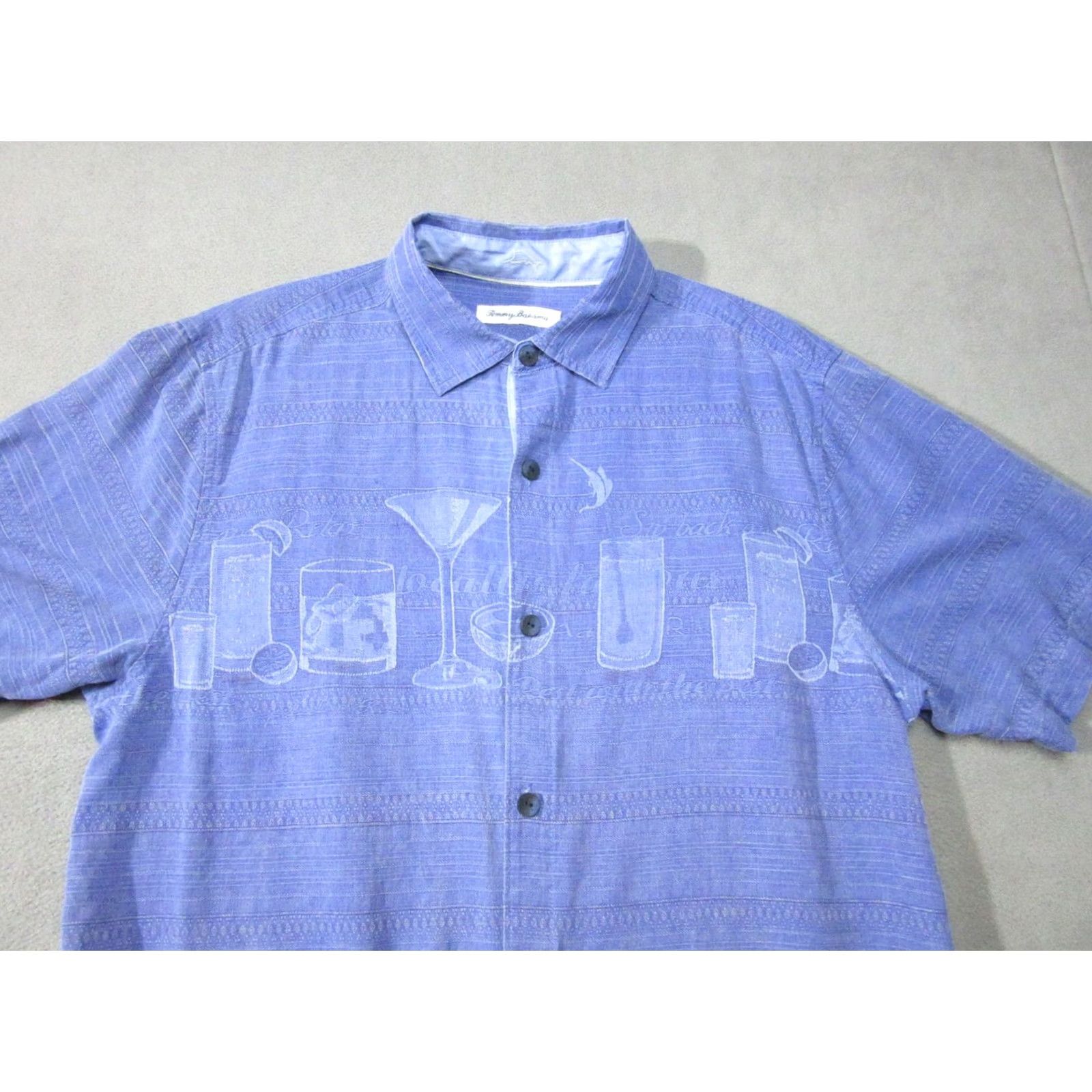 Tommy Bahama Tommy Bahama Shirt Mens Medium Blue Silk Cocktail Drinks Pattern Button Up Casual Size US M / EU 48-50 / 2 - 2 Thumbnail