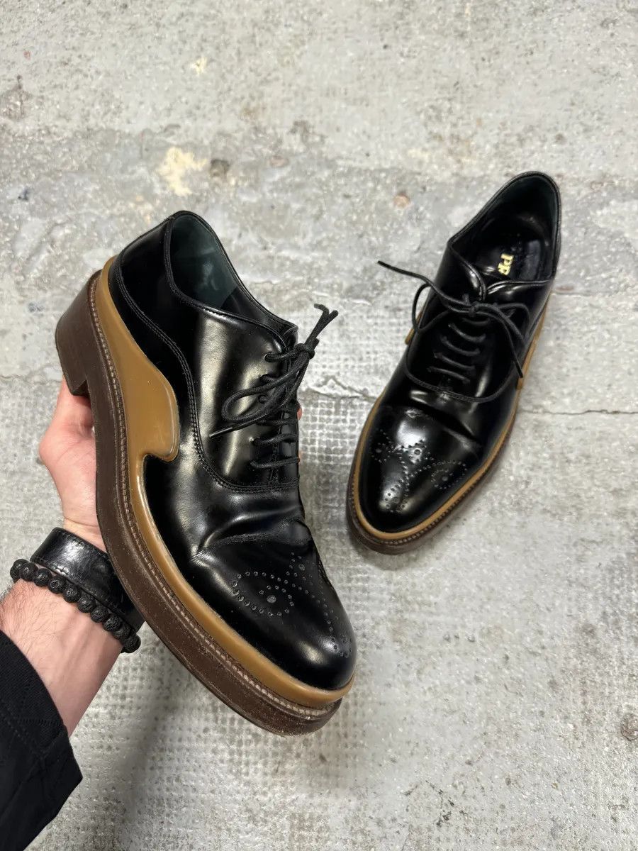 Prada FW2015 Prada Black Brixen Derbies Leather Shoes Size US 8.5 / IT 38.5 - 1 Thumbnail