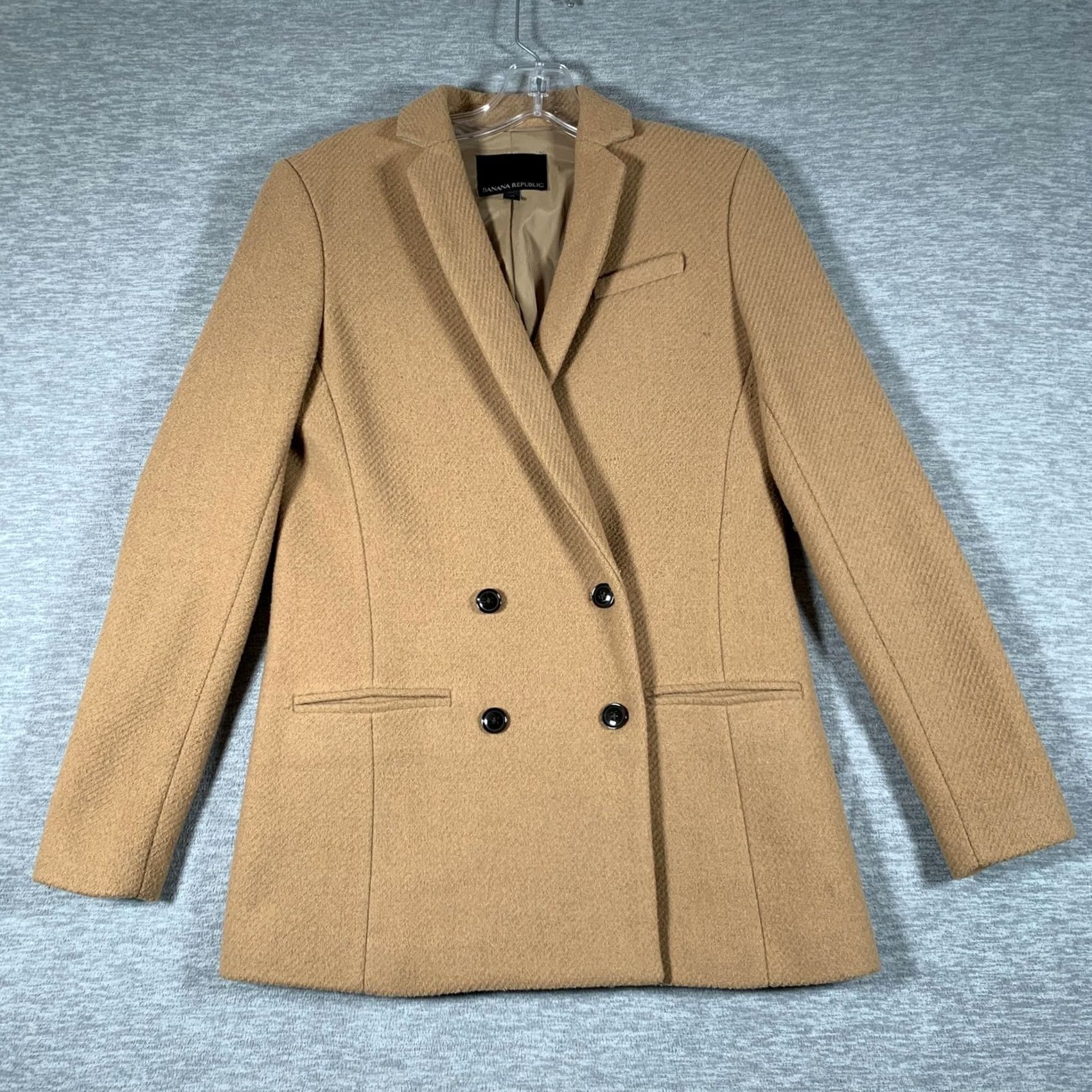 Banana Republic Banana Republic Blazer Womens 0 Beige Wool Blend Double Breasted Suit Jacket Size XS / US 0-2 / IT 36-38 - 2 Thumbnail