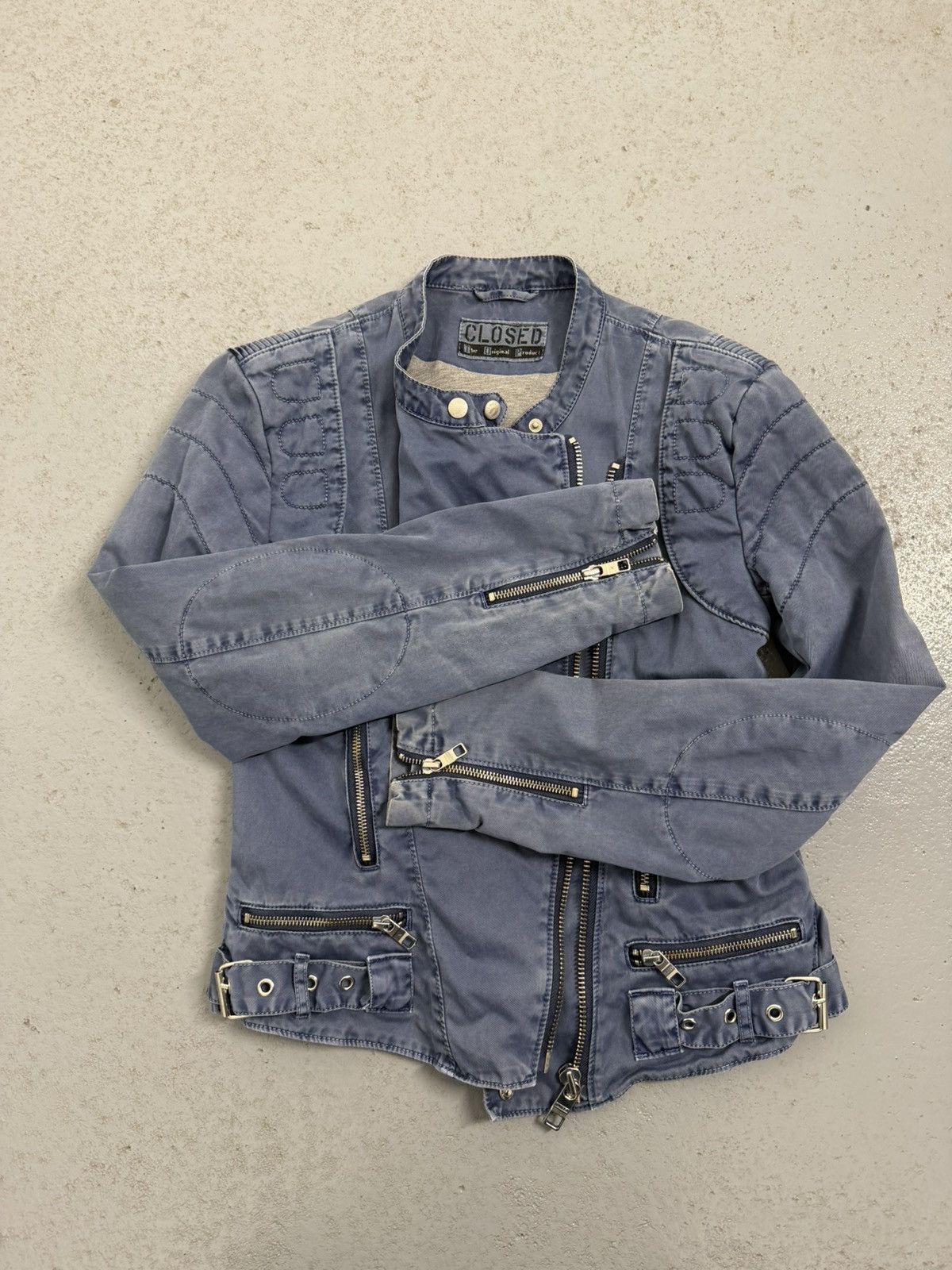 CLOSED Closed Washed Biker Multi-zip Side Zip Jacket Size S / US 4 / IT 40 - 8 Thumbnail