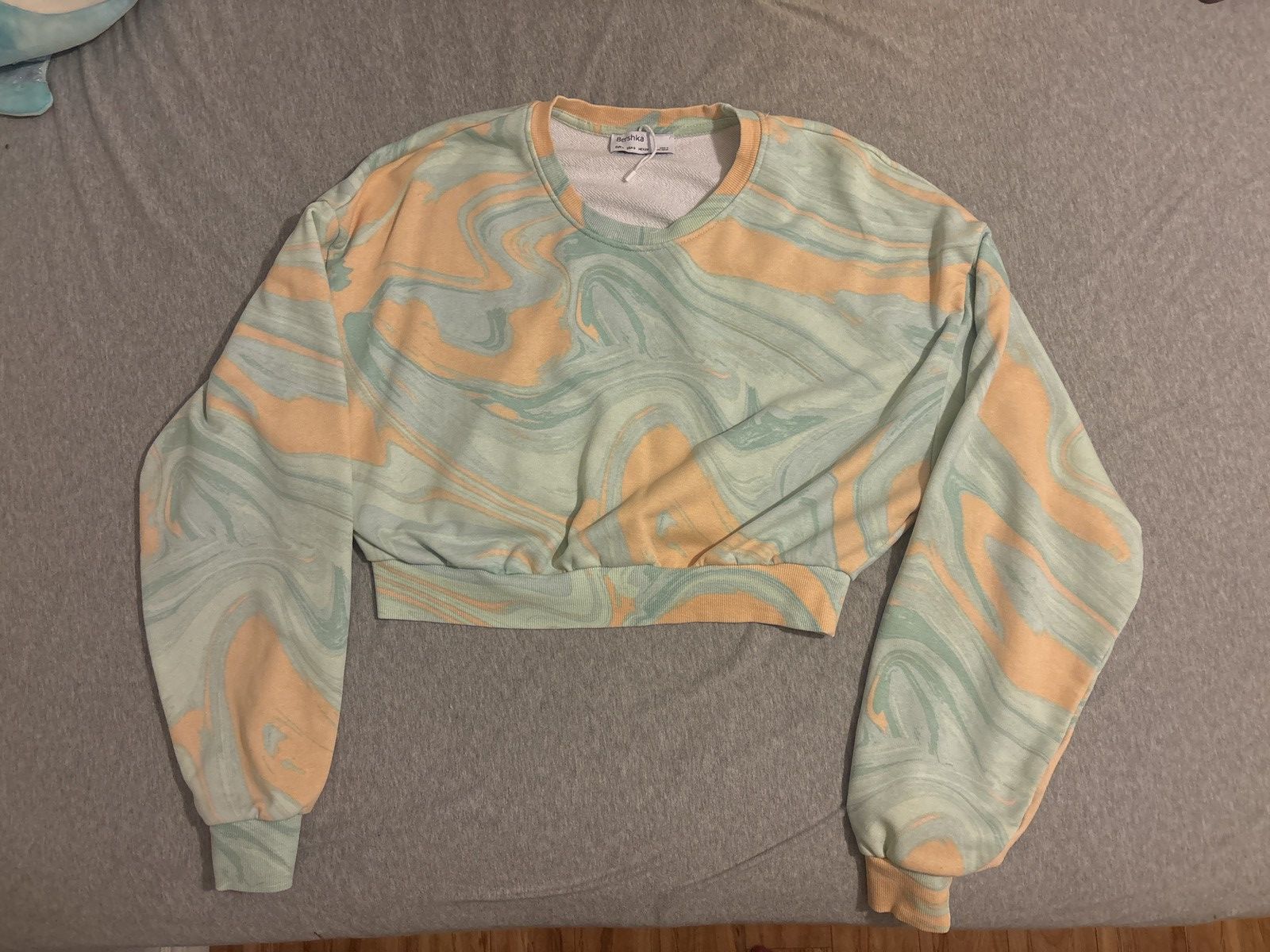 Bershka BERSHKA Cropped blue sweatshirt Size S / US 4 / IT 40 - 1 Thumbnail