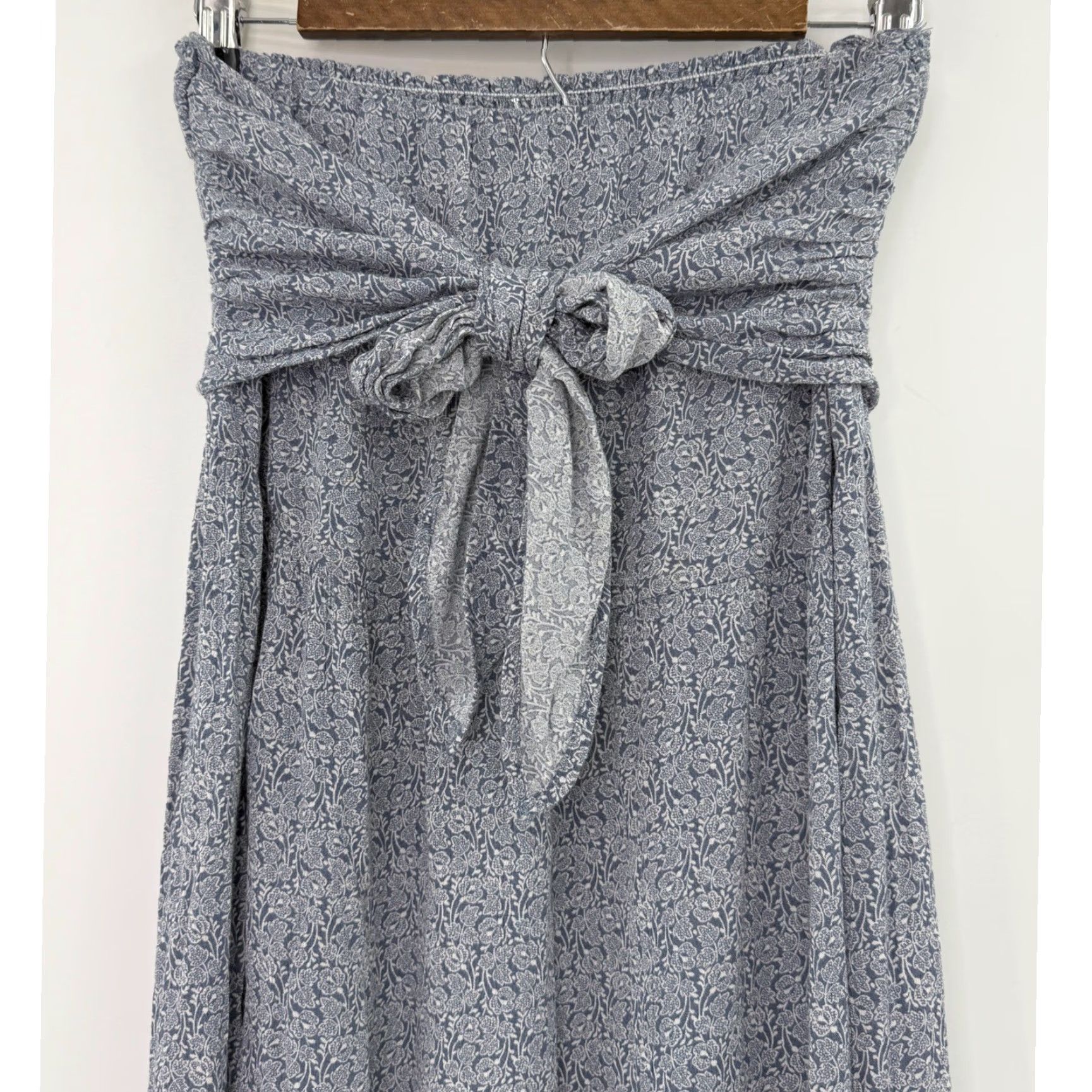Vintage VINTAGE Final Touch Blue Floral Print Tie Chest Maxi Dress? Size L / US 10 / IT 46 - 2 Thumbnail