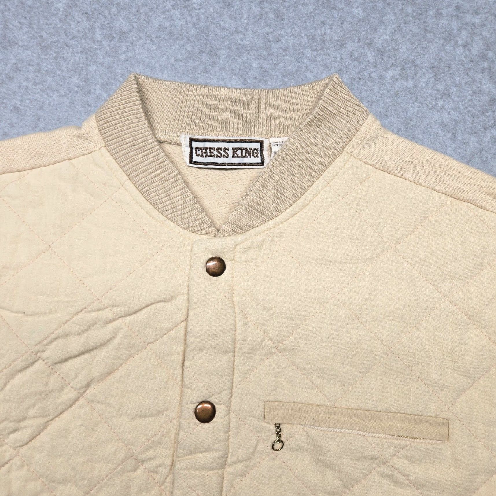 Vintage VINTAGE Chess King Beig e Cotton Quilted Vest Mens Large Pockets Snap Zipper Workwear 80s Size US L / EU 52-54 / 3 - 3 Thumbnail