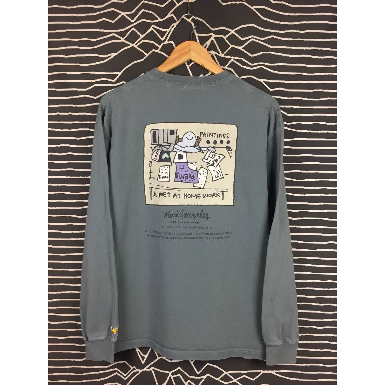 Vintage Mark Gonzales A Poet At Home Work Long Sleeve Skate Tee Size US L / EU 52-54 / 3 - 1 Thumbnail