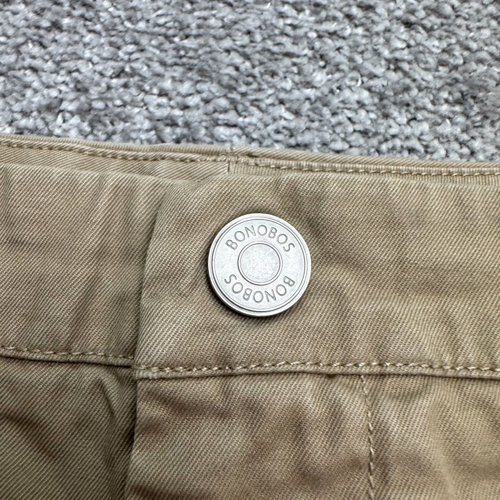 Bonobos Bonobos Straight Leg Cotton Chino Pants Mens 35x34 Brown Khaki Flat Front Casual Regular Size US 35 - 3 Thumbnail