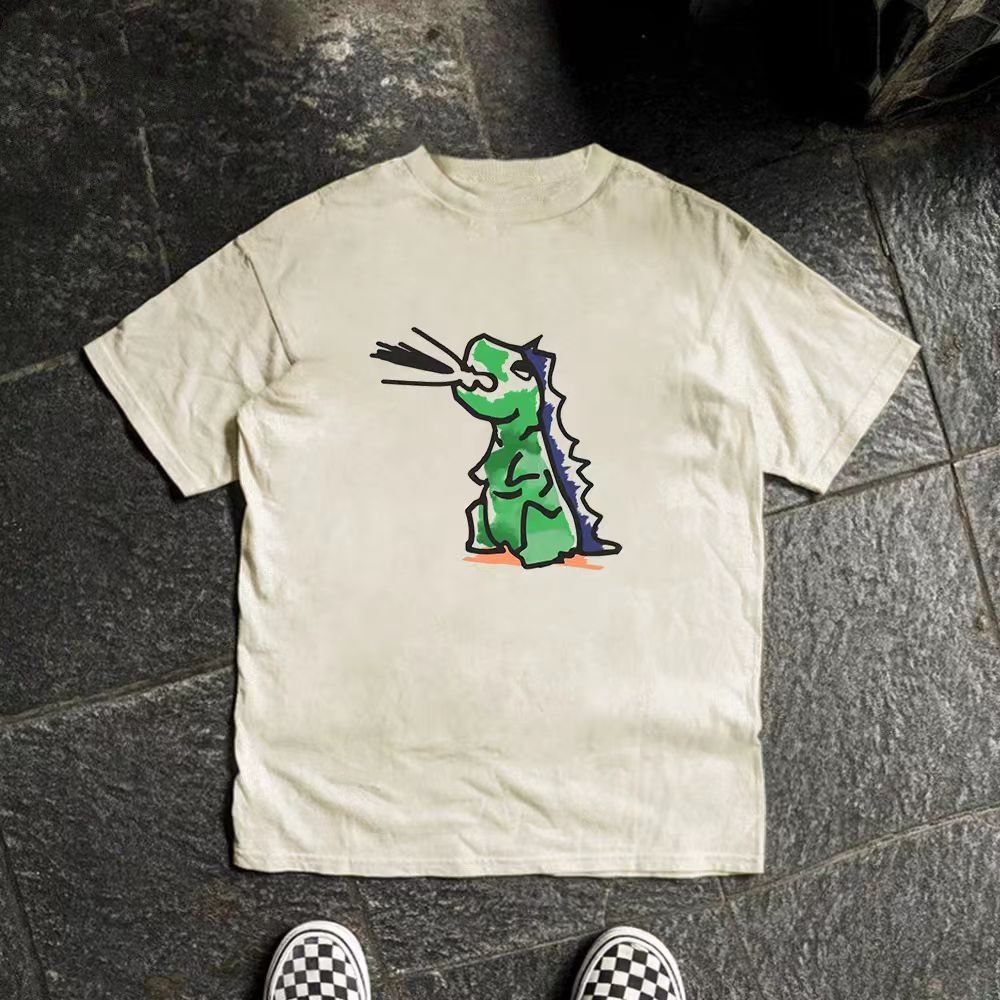 Japanese Brand × Vintage Washed vintage dinosaur print loose cotton t-shirt Size US M / EU 48-50 / 2 - 1 Thumbnail