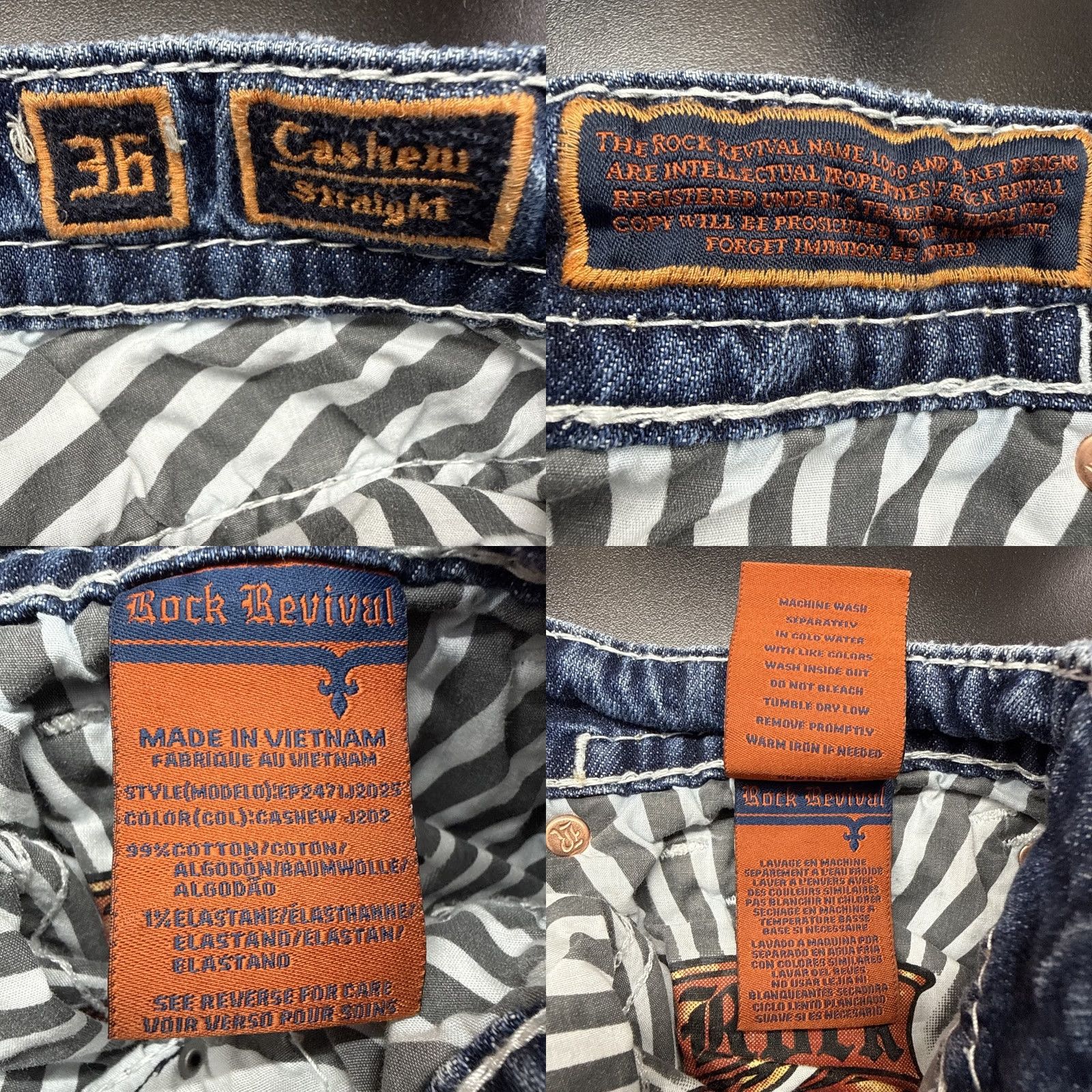 Vintage Rock Revival Jeans Mens 36 X28 Rock Revival Jeans Casual Straight Leg Denim Cotton Blend 5-Pocket Embroidered Logo Distressed Vintage: No Mens Size US 36 / EU 52 - 8 Thumbnail