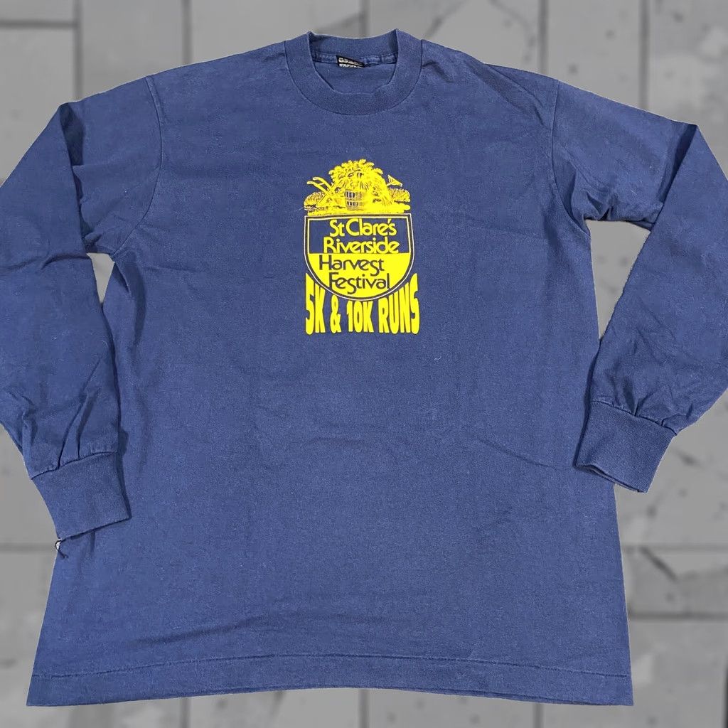 Vintage St. Clare Festival T-shirt L Blue Long Sleeve USA Made 5K 10K Runs Unisex Adults Crew Neck Cotton Blend Shirt Men Women Size US S / EU 44-46 / 1 - 1 Thumbnail