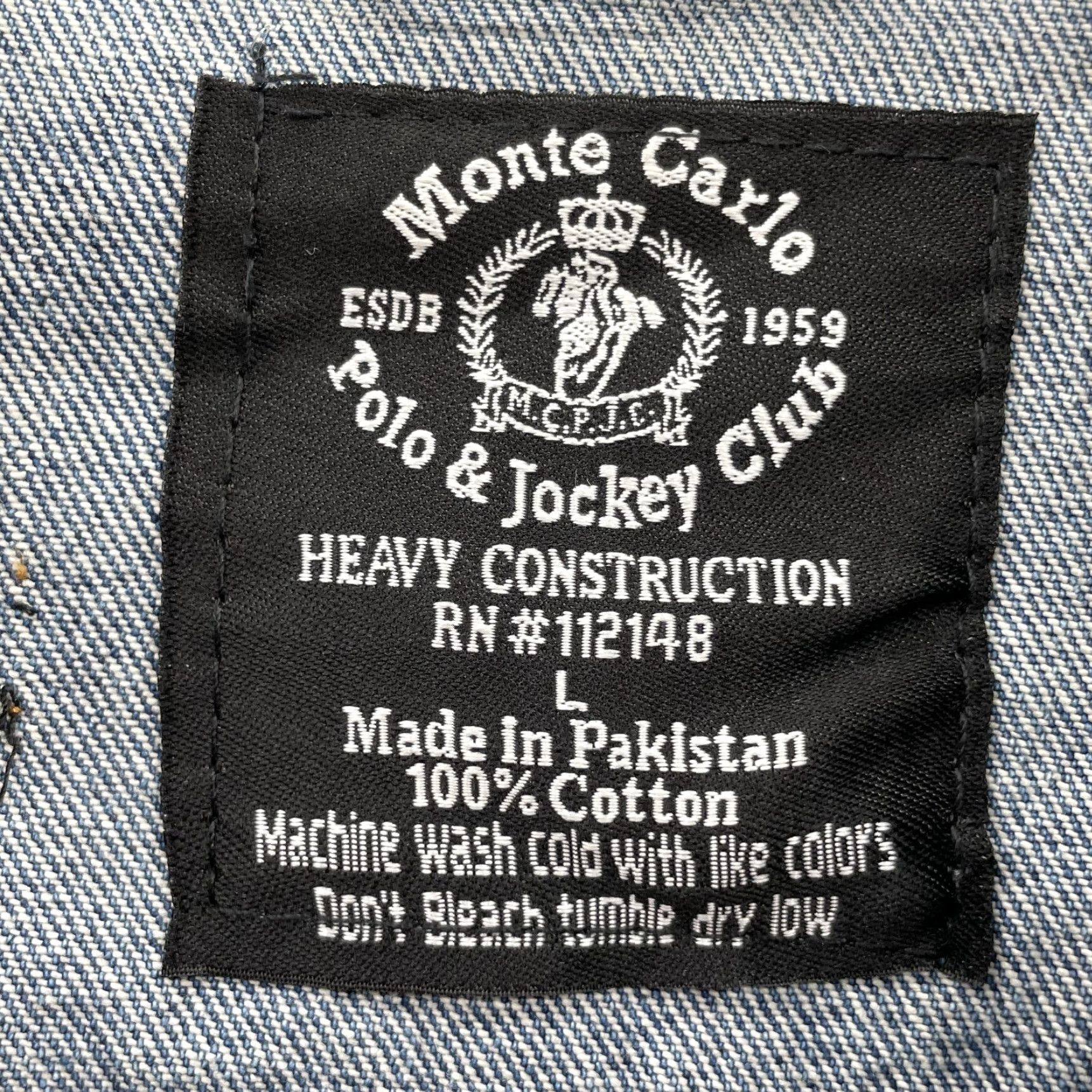 Denime VINTAGE Monte Carlo Jean Jacket Mens Large Denim 90's Classic Wes Trucker Shirt Jackets Jacket Blue 90s Western Streetwear Mens Size US 33 - 3 Thumbnail