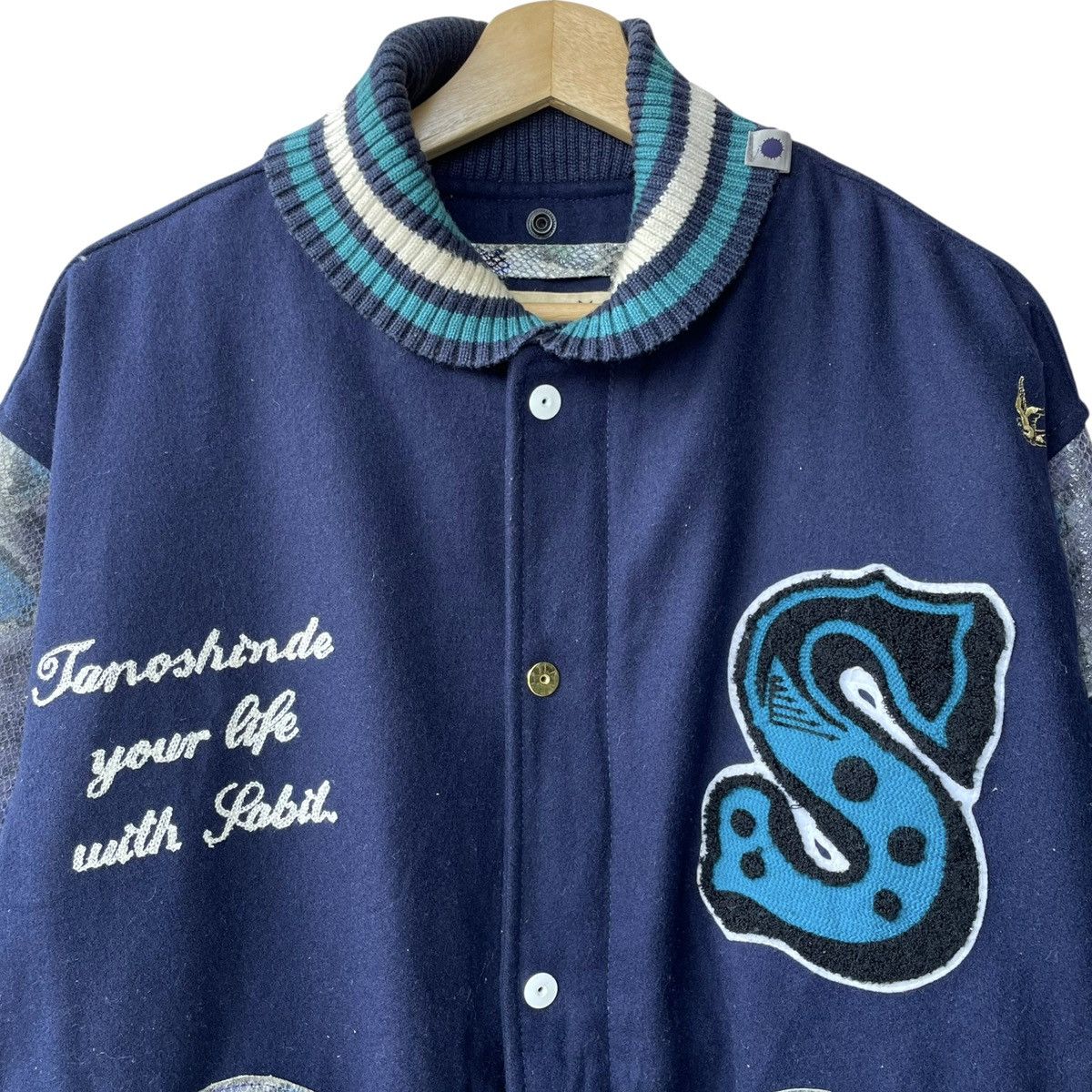 Designer × SABIT Sabit NYC Tanoshinde Rare Vintage 00s Wool Letterman Jacket Size US L / EU 52-54 / 3 - 5 Thumbnail