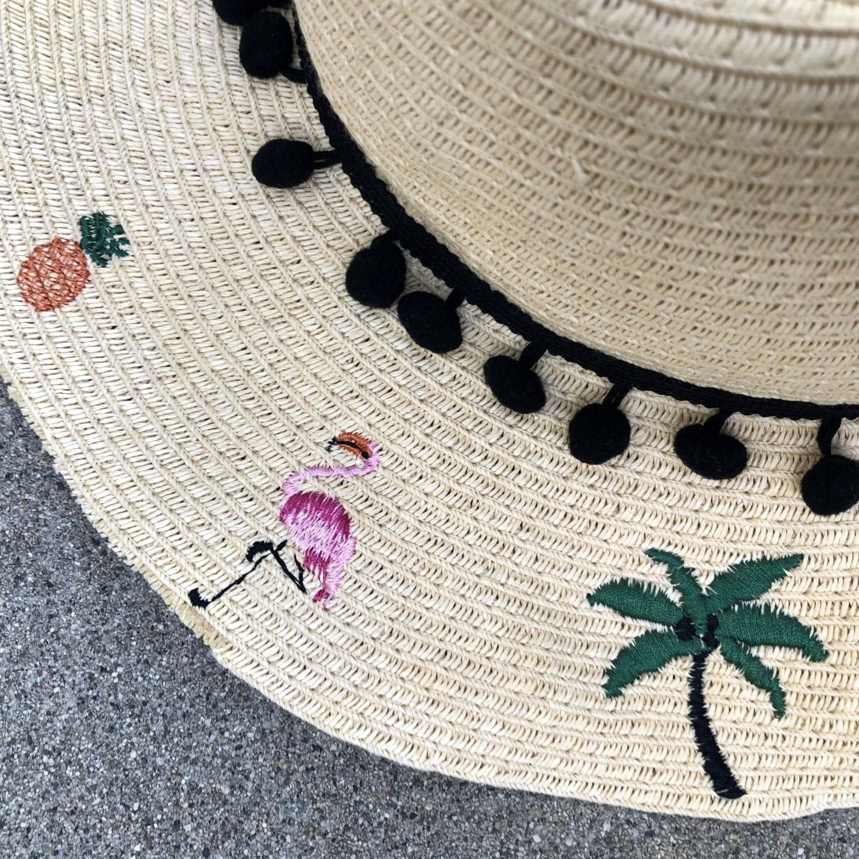 Betsey Johnson BETSEY JOHNSON Sun Hat Women's One Size Fedora Paper Flamingo Beige Tropical Floppy Hat Size ONE SIZE - 2 Thumbnail