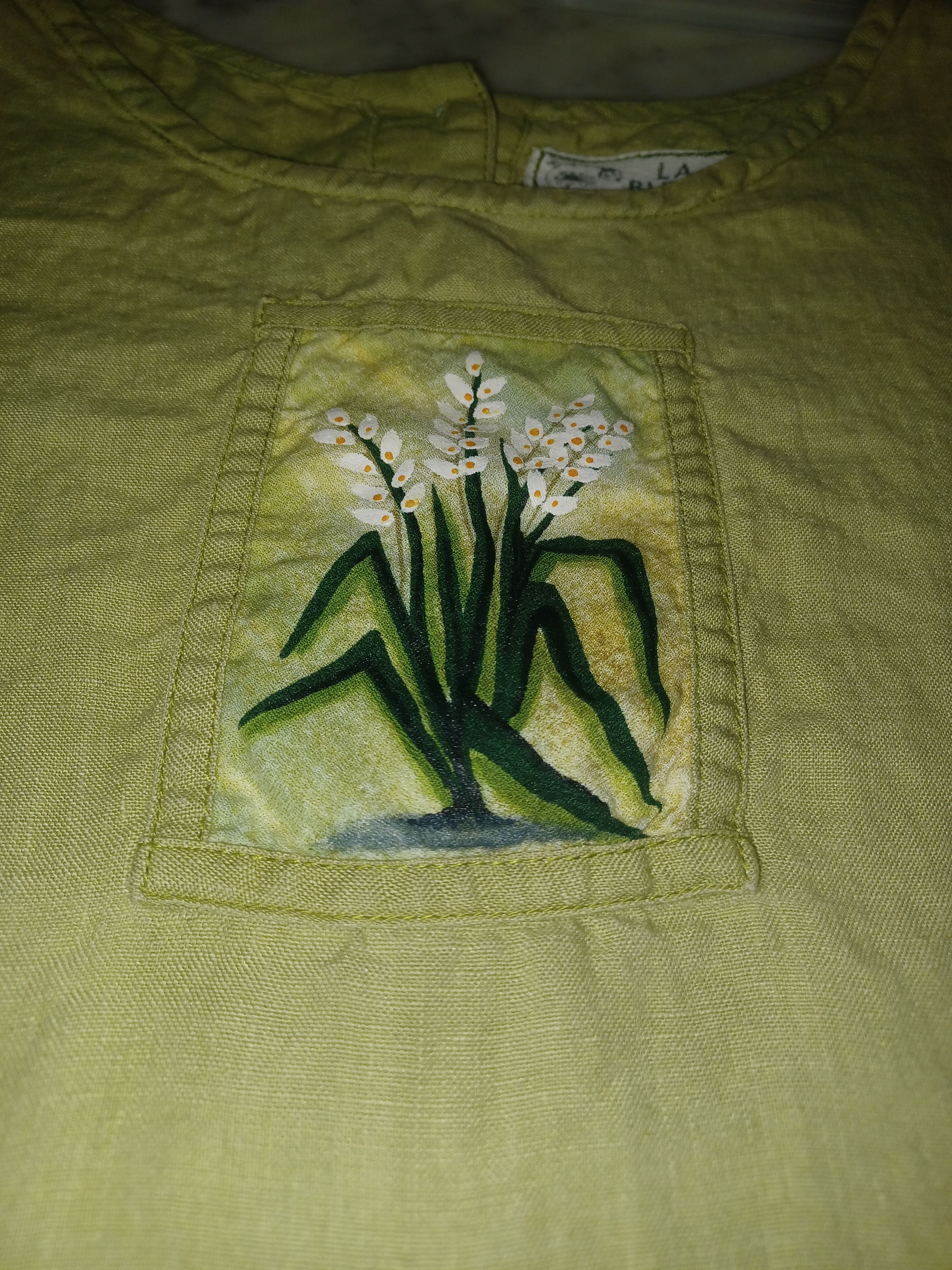 Other LA Blend 100% Linen Women's Top Small Green Size S / US 4 / IT 40 - 6 Thumbnail