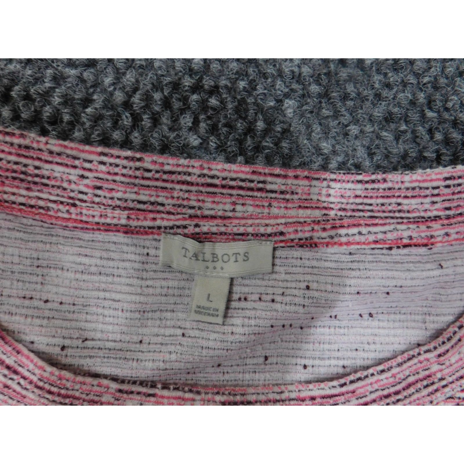 Talbots Talbots Sweater Womens Large Pink Gray Pullover Crewneck Long Sleeve Casual Top Size L / US 10 / IT 46 - 4 Thumbnail