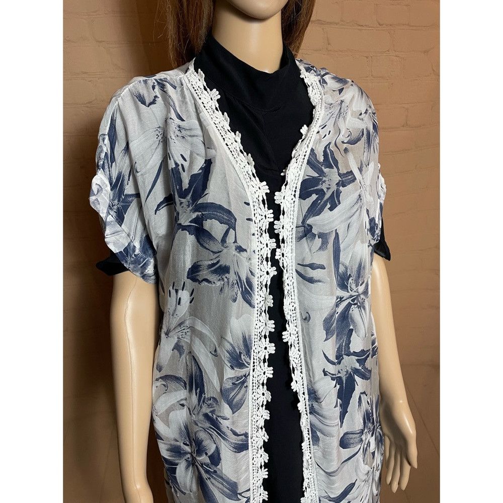 Other NWT New Elena Baldi Floral Print Silk Blend Kimono Duster O Size ONE SIZE - 8 Thumbnail