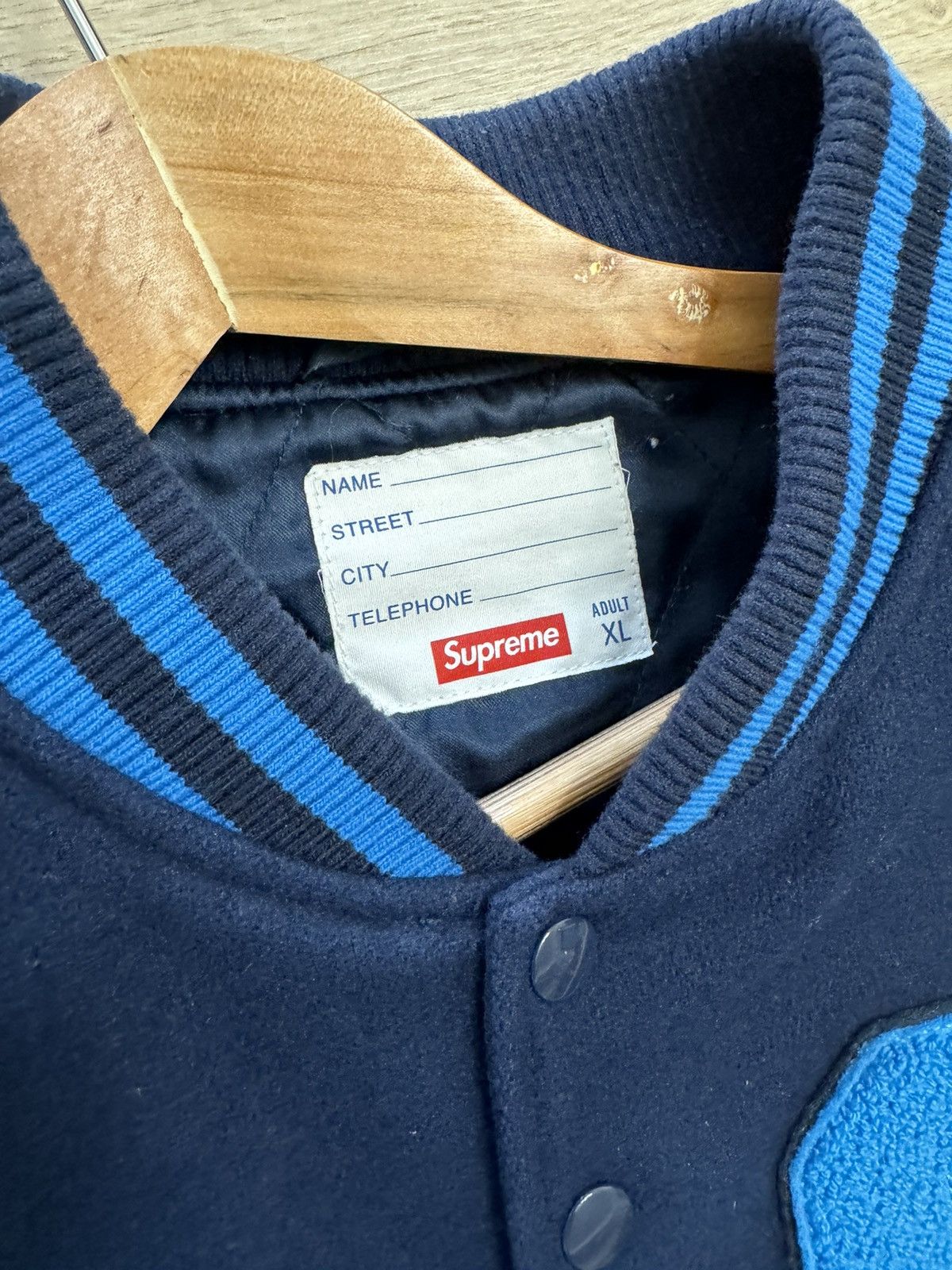 Supreme Supreme Dream Team Varsity Jacket Navy Blue XL Size US XL / EU 56 / 4 - 3 Thumbnail