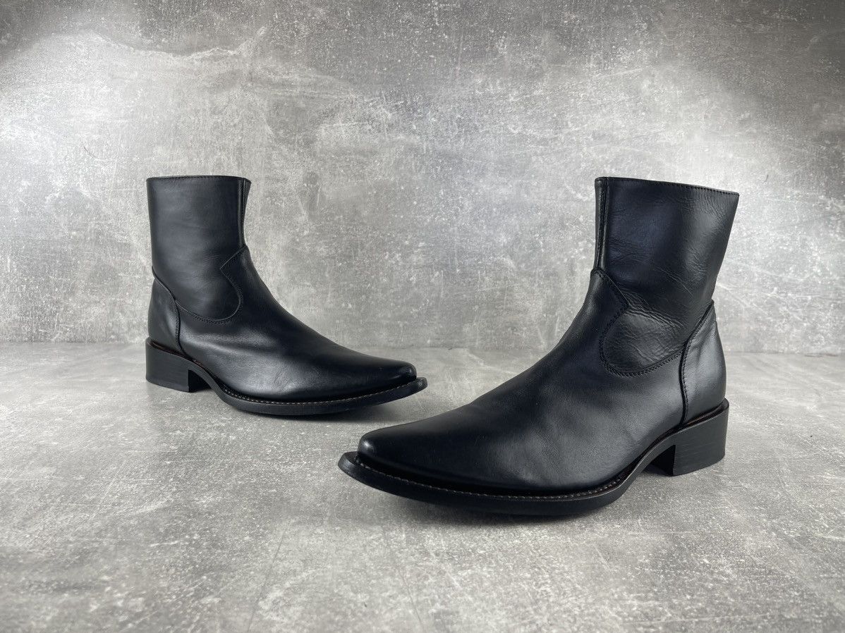 Mauri Minimalist Avant Garde Italian Leather Zip Ankle Boots Black Size US 7 / EU 40 - 3 Thumbnail