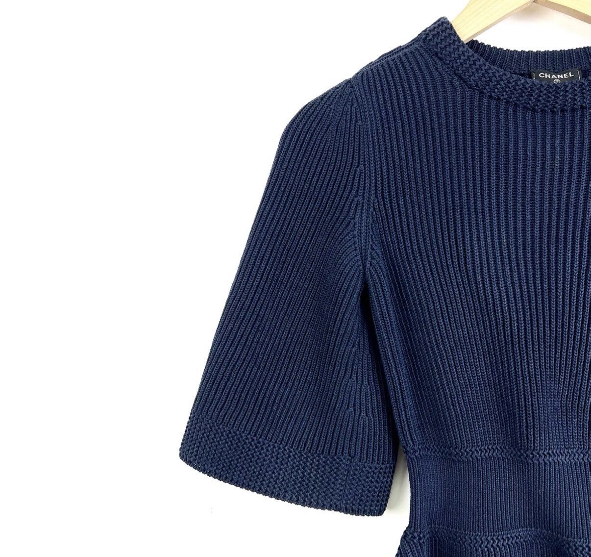 Chanel Chanel Navy Blue Mid-Sleeve Waist Knit Sweater K12 Size XXS / US 00 / IT 34 - 5 Thumbnail