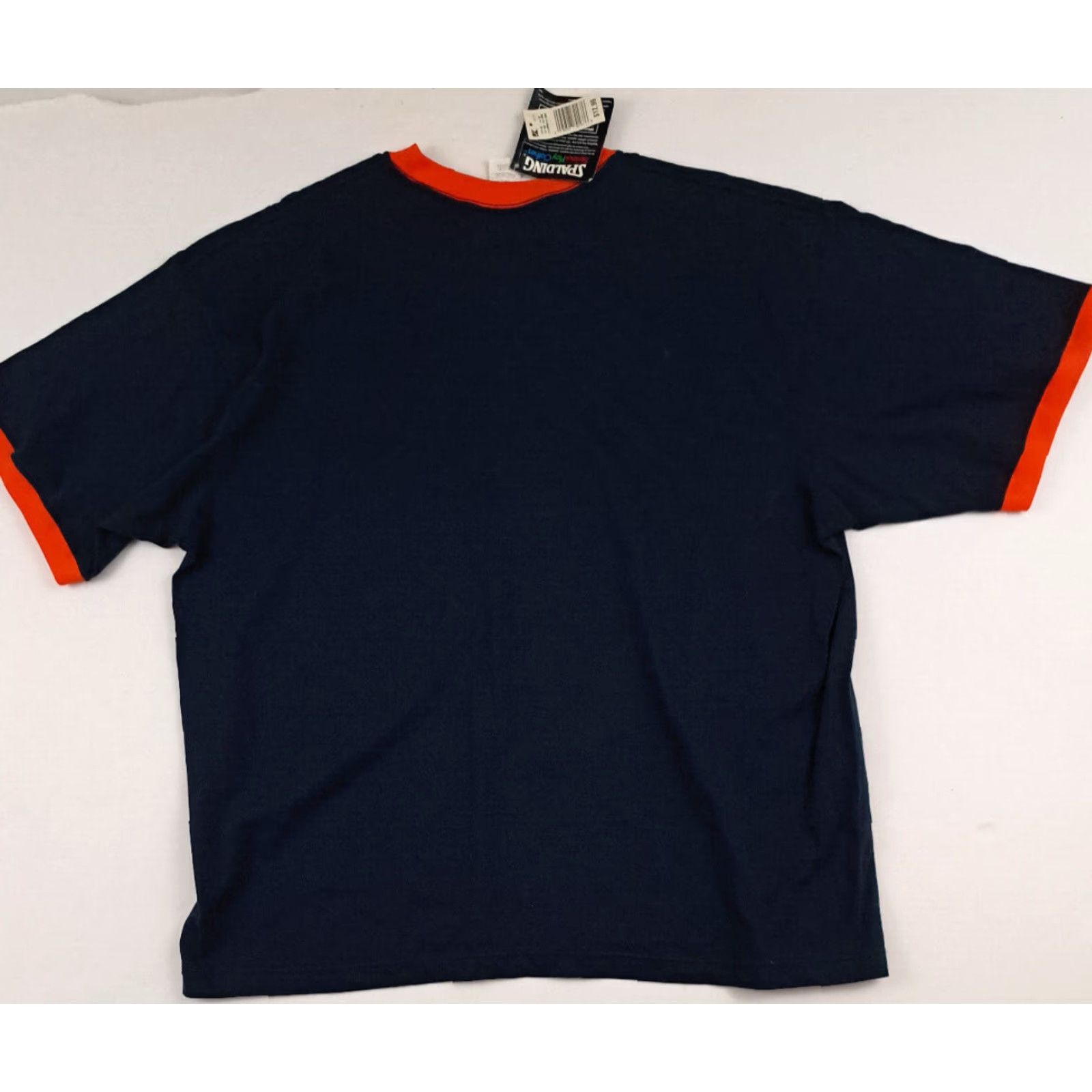 Spalding VINTAGE Spalding Athletic Shirt Navy Orange Trim 2XL NWT Men Short Sleeve T-Shirt Sports Blue Theme Size US XXL / EU 58 / 5 - 2 Thumbnail