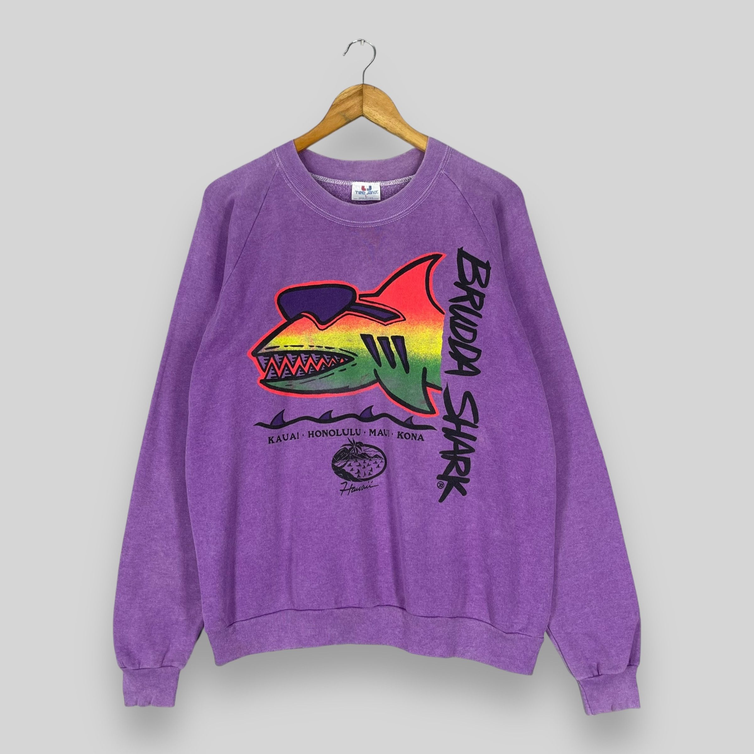 Vintage Vintage 90's BRUDA SHARK Cartoon Printed Sweatshirt Size US M / EU 48-50 / 2 - 1 Thumbnail