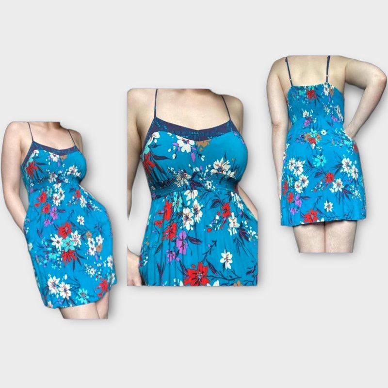 Vintage Xhilaration | Blue Floral Mini Y2K Dress | Size M Size M / US 6-8 / IT 42-44 - 2 Thumbnail
