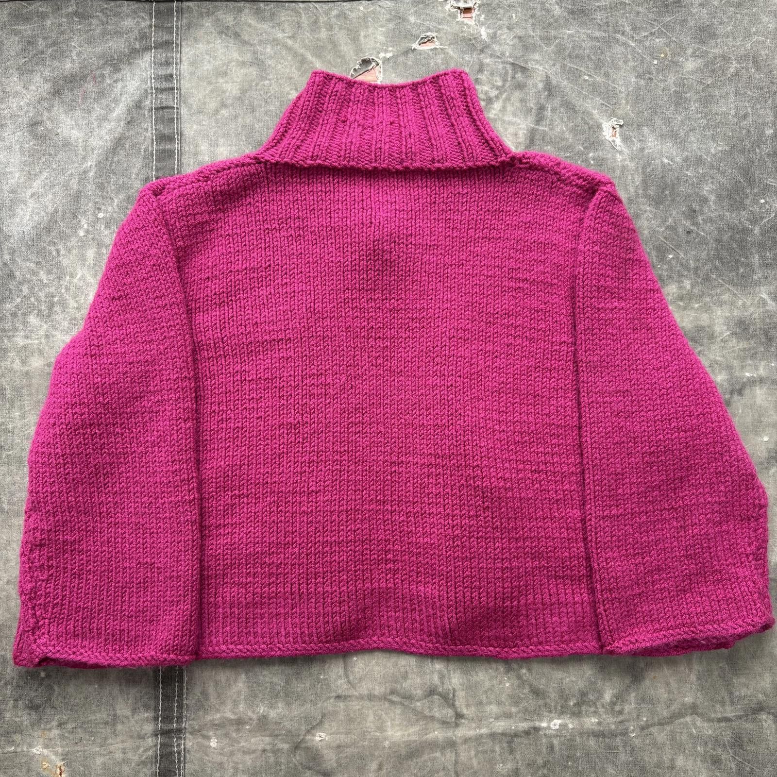 Vintage Vintage 90s Hot Pink Chunky Knit Cottage Sweater Cardigan Size L / US 10 / IT 46 - 5 Thumbnail