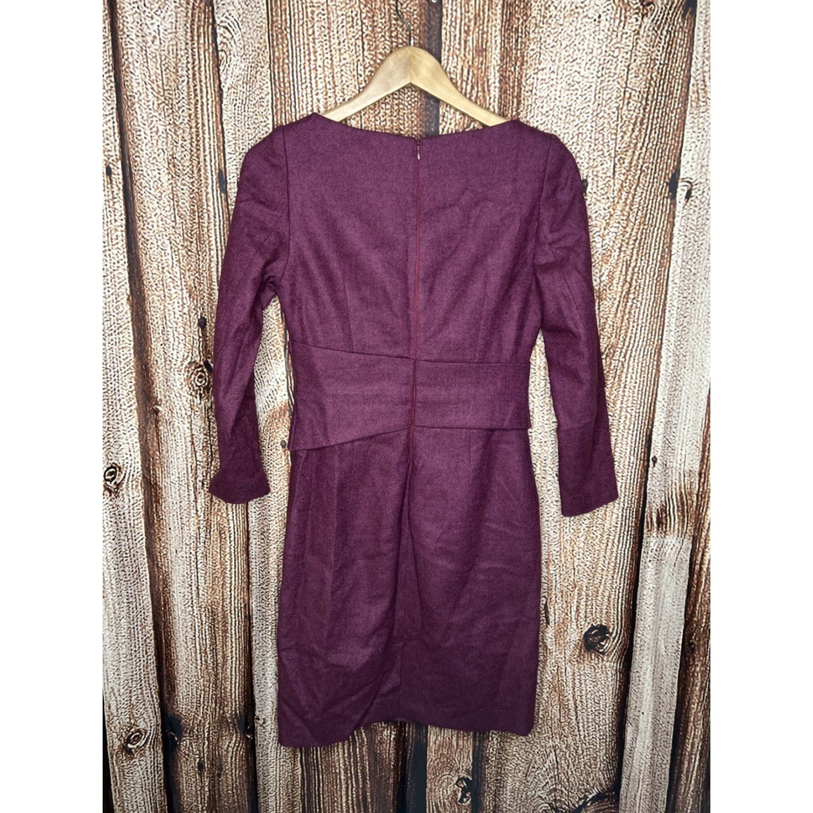 Vintage VINTAGE The Fold Dress Long-Sleeve Crewneck Midi Wool Blend Womens Size 8 Burgundy Red Pencil Dress London Designer Bureau Workwear Size 8 Womens Size M / US 6-8 / IT 42-44 - 3 Thumbnail