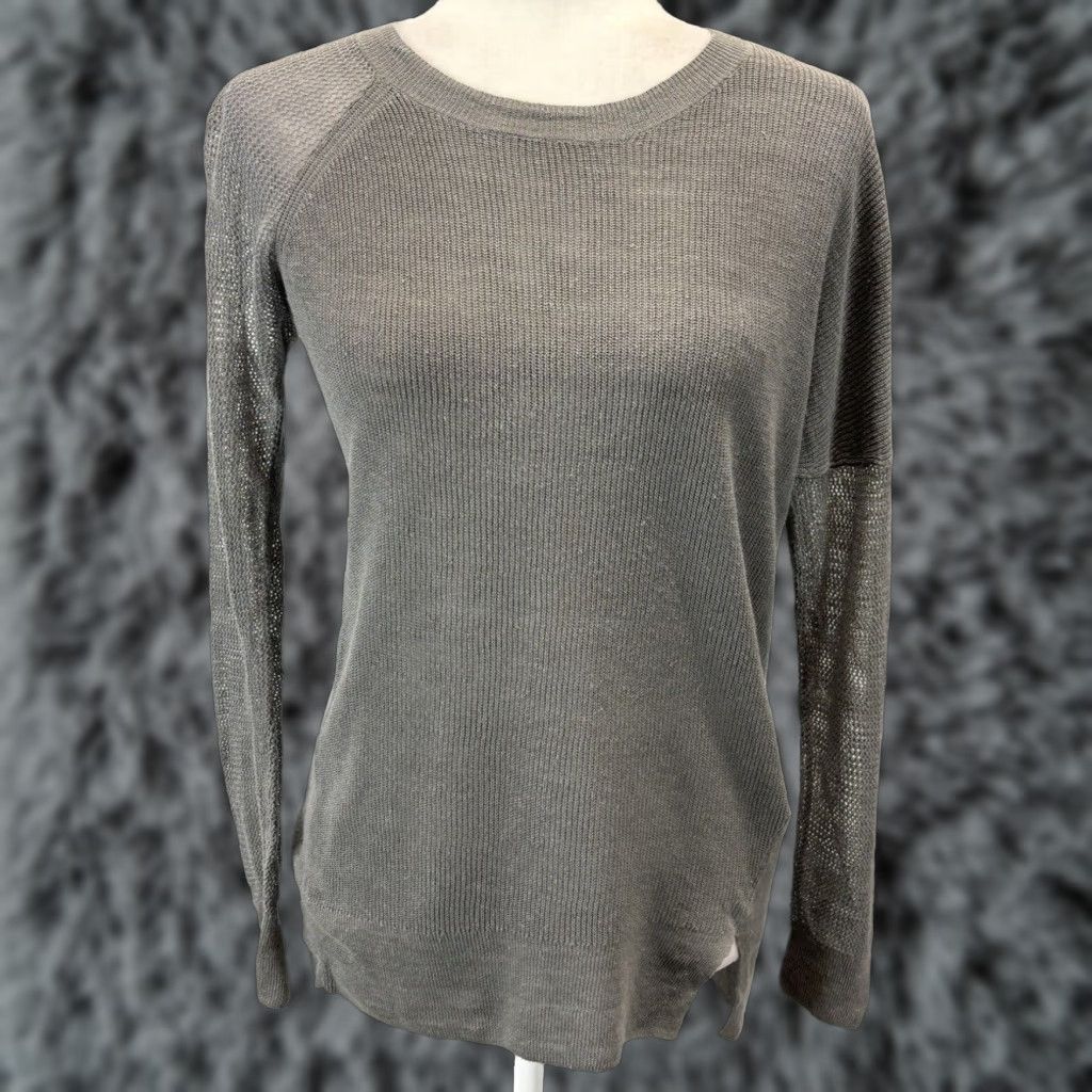 Allsaints VINTAGE AllSaints Women's Grey Linen Pullover Sweater XS Long Sleeve Crew Neck Size XS / US 0-2 / IT 36-38 - 1 Thumbnail