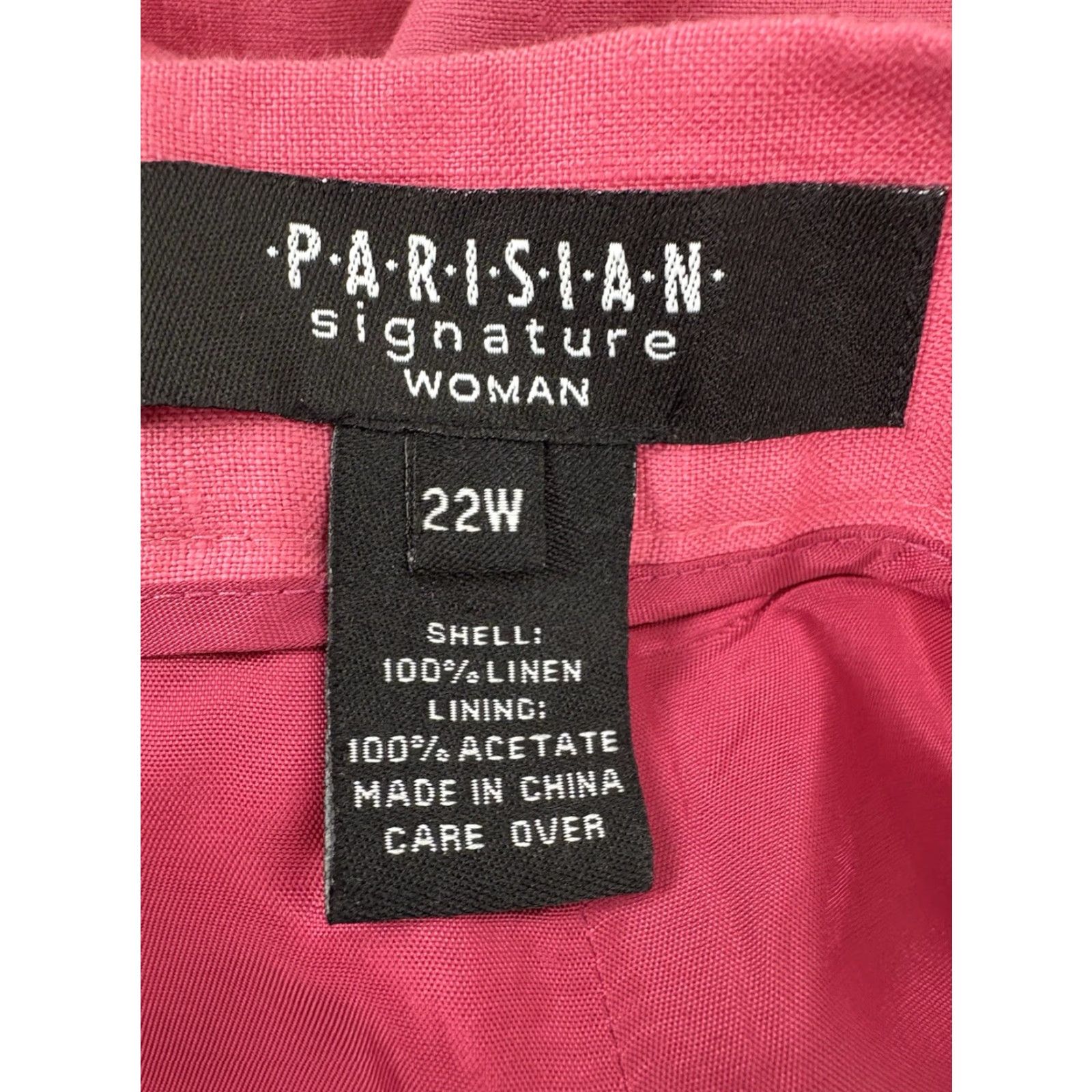 Vintage Parisian Signature Woman Pink Linen Dress Pants Plus Size 22W Wide Leg Classic Fit Womens Size 40" / US 18 - 7 Thumbnail