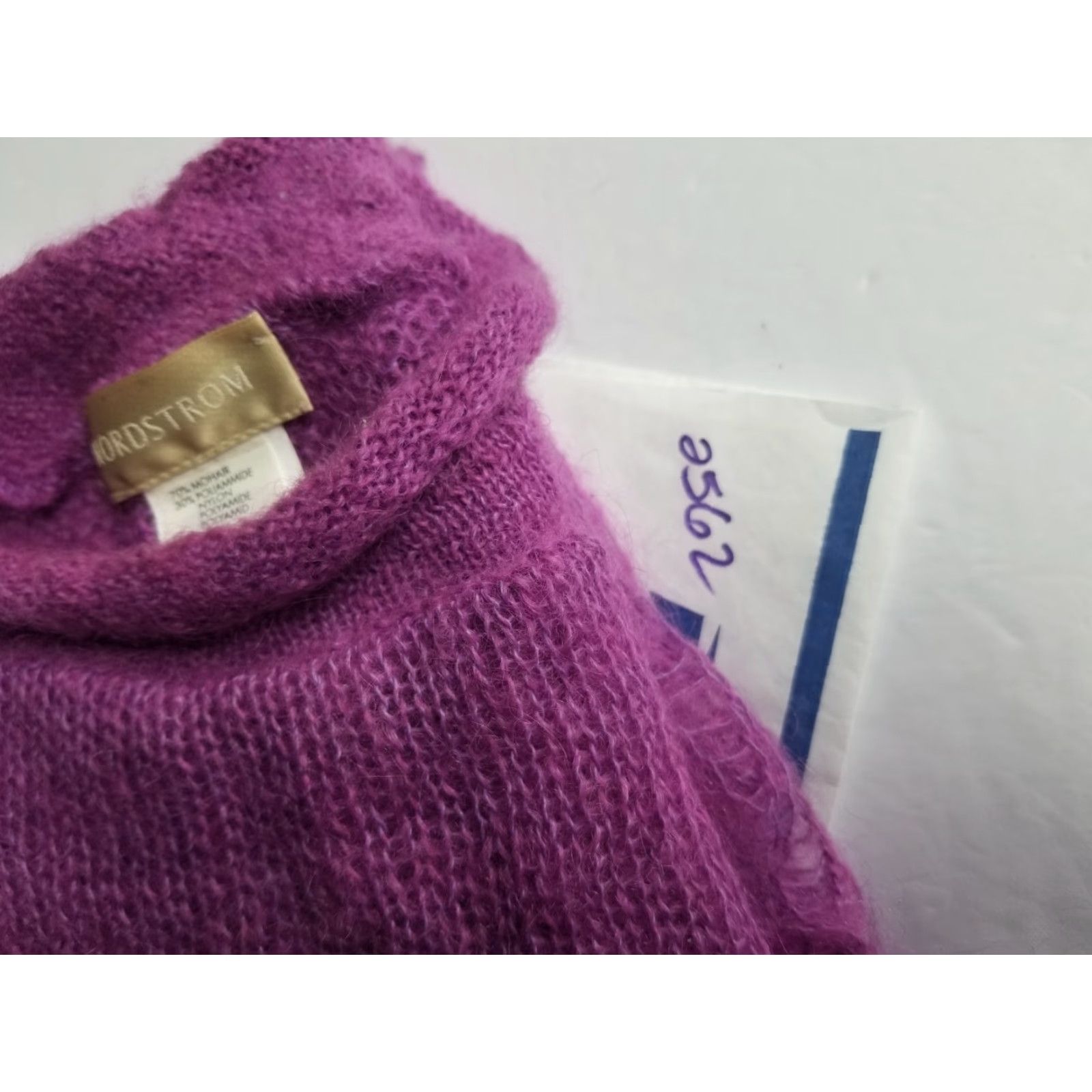 Nordstrom VINTAGE Nordstrom Mohair Crochet Poncho Shawl One Size Purple Italy Women Shawl/Wrap Knit Mohair Size ONE SIZE - 8 Thumbnail