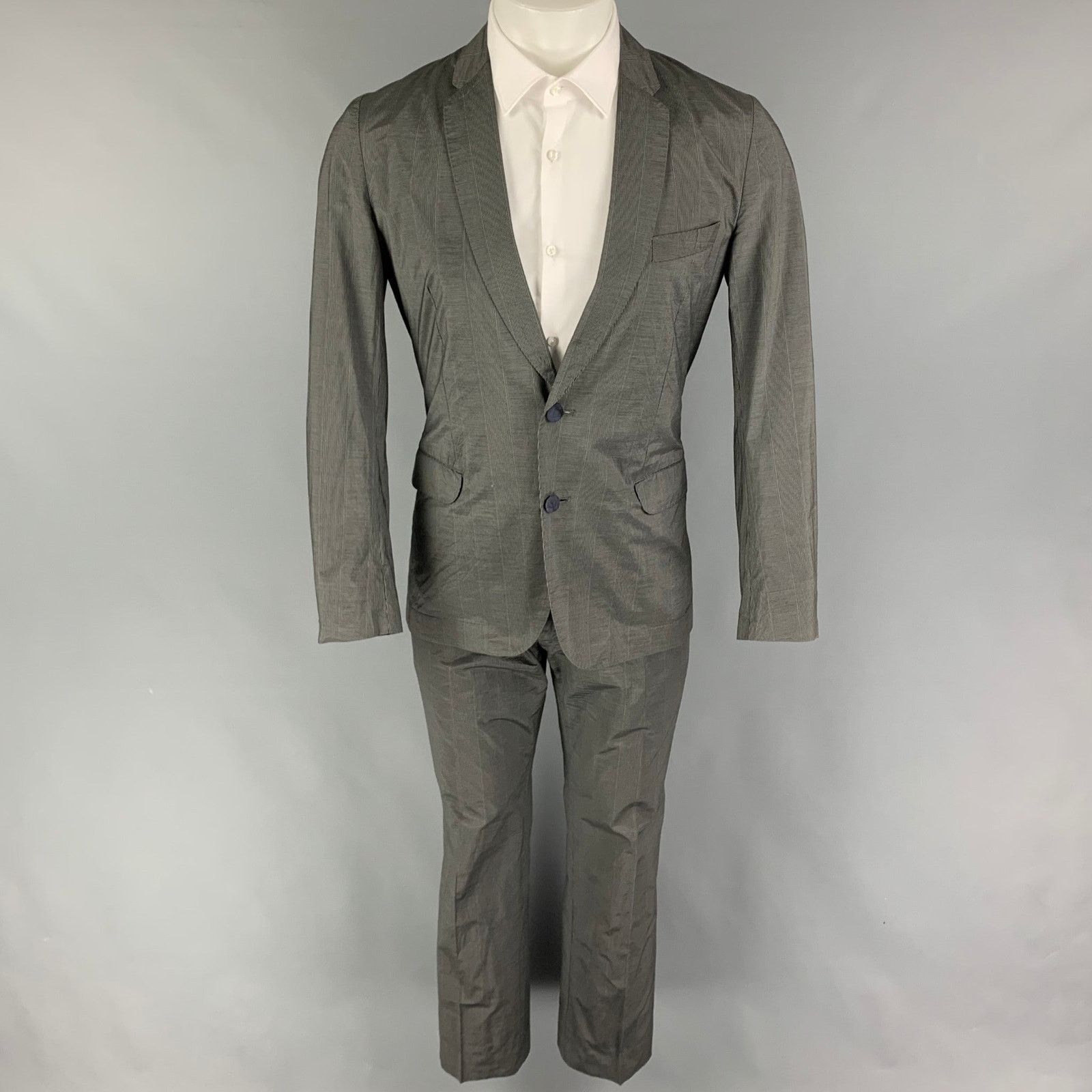 Paul Smith Size S Gray Glenplaid Cotton Silk Notch Lapel Suit Size 38R - 2 Thumbnail