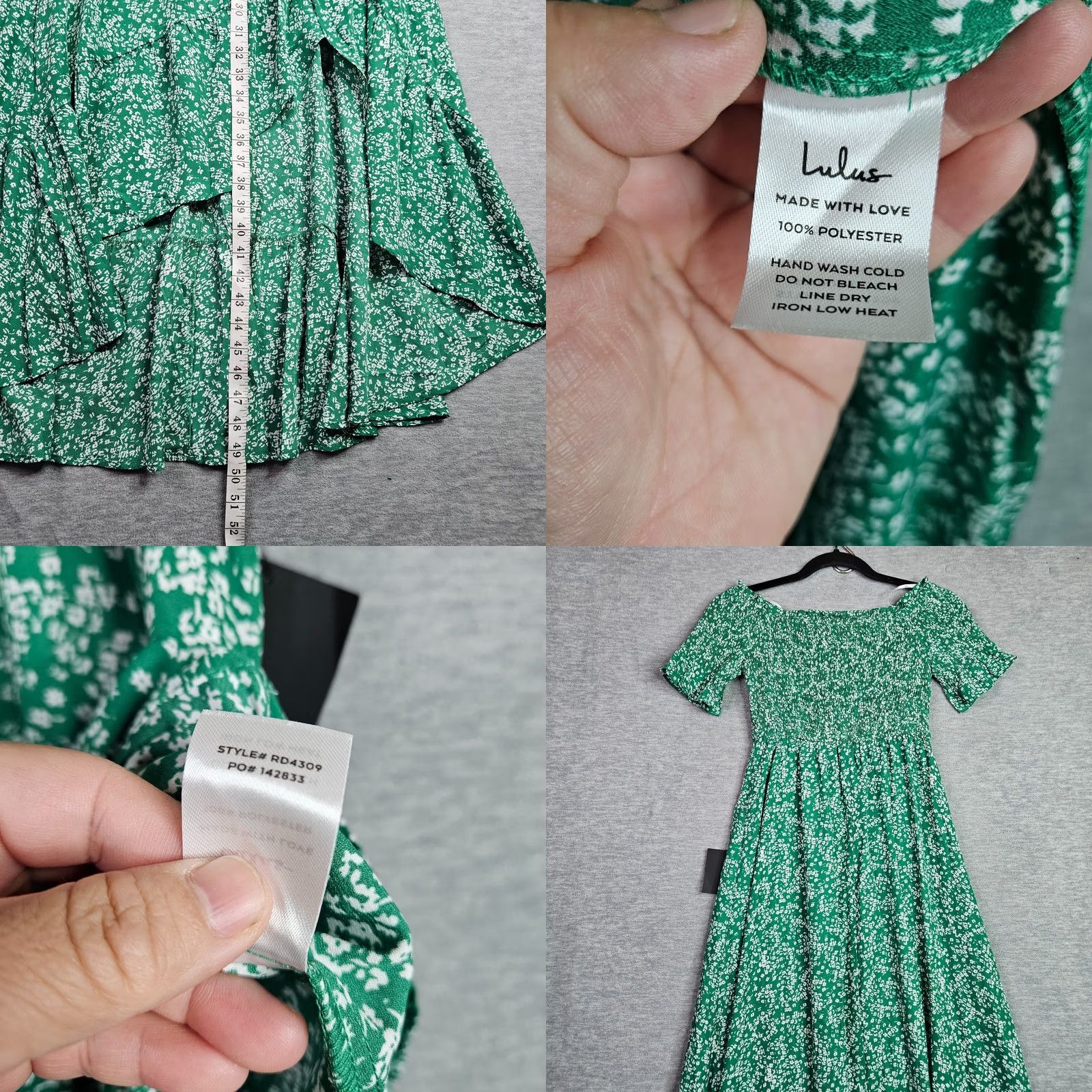 Lulus Lulu's Women's Fleurtation Green Floral Off The Shoulder Midi Dress S NEW Size S / US 4 / IT 40 - 8 Thumbnail