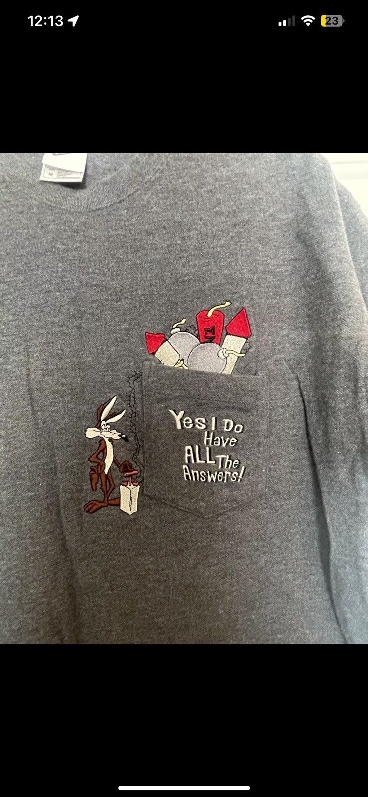 Vintage × Warner Bros VINTAGE Warner Bros Shirt Gray Wile E Coyote Size US M / EU 48-50 / 2 - 2 Thumbnail
