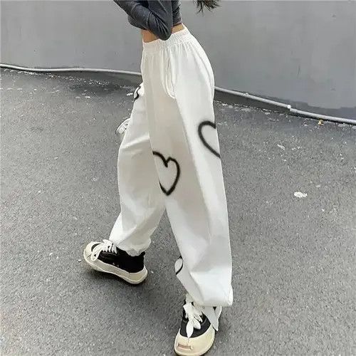 Japanese Brand Women Casual Heart Print Sweatpants Summer Hip Hop Size 36" / US 14 / IT 50 - 1 Thumbnail