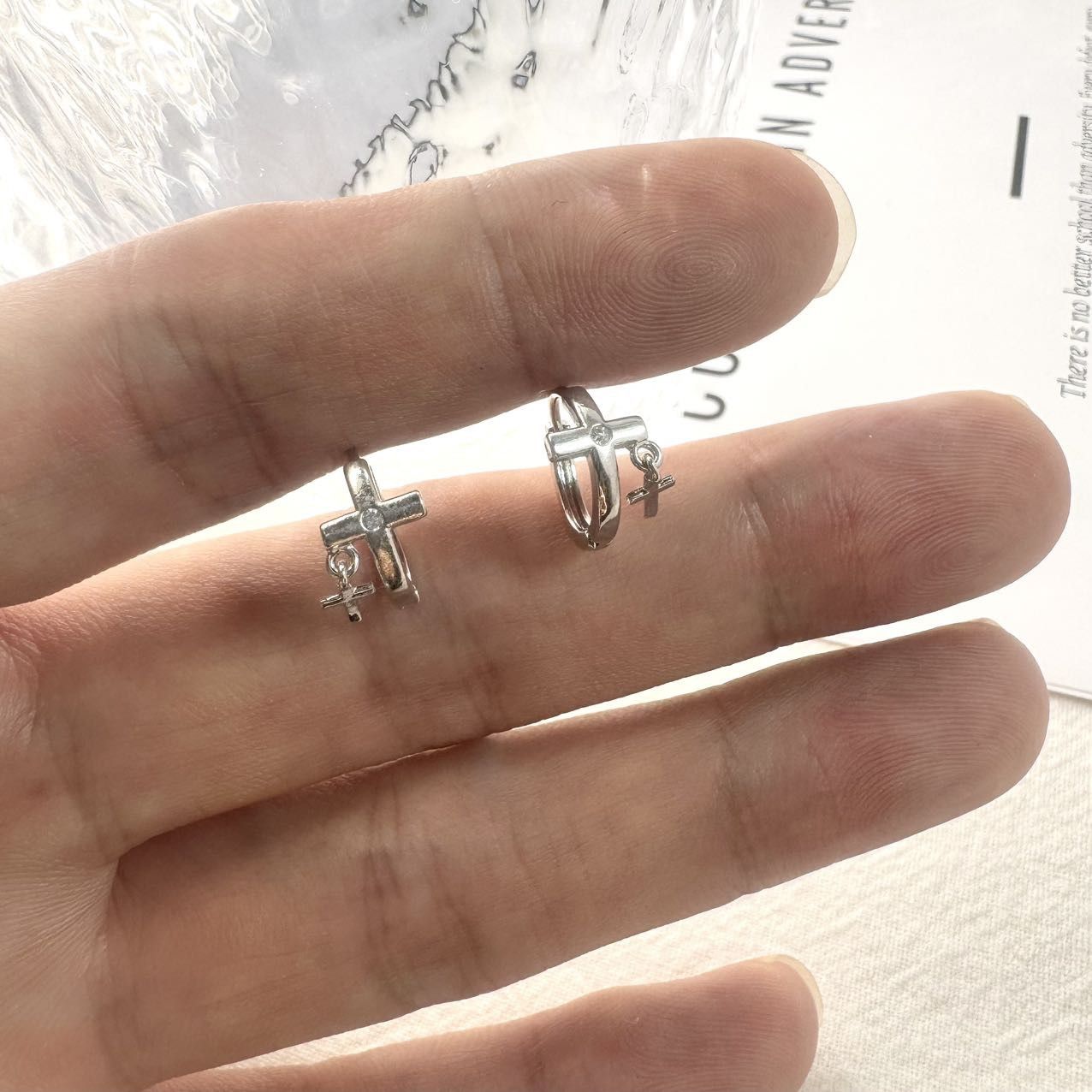 Other Small Cross Hoop Earrings for Men Women Unisex Earrings Size ONE SIZE - 4 Thumbnail