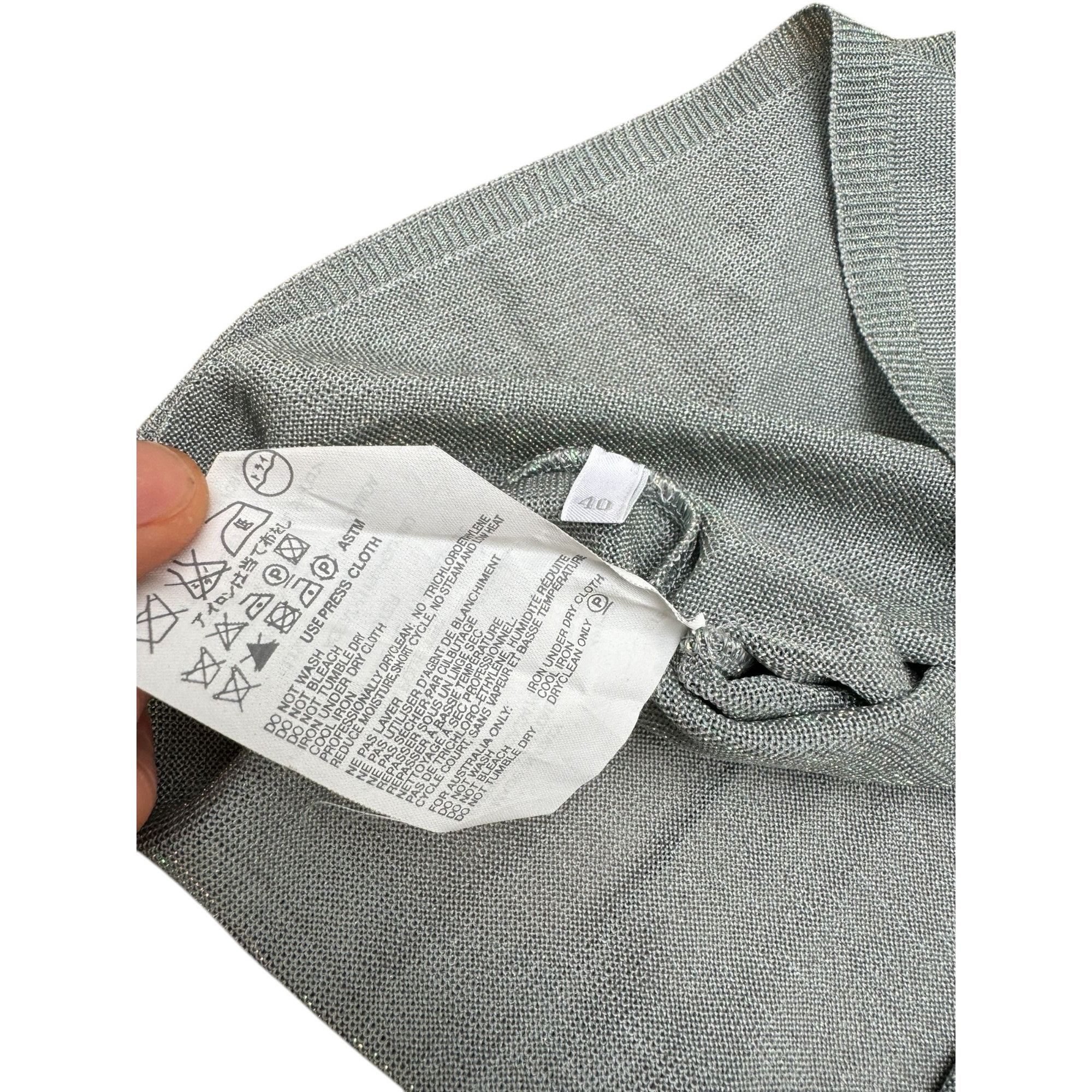 Miu Miu Grey Striped Shiny Cardigan Size M / US 6-8 / IT 42-44 - 5 Thumbnail