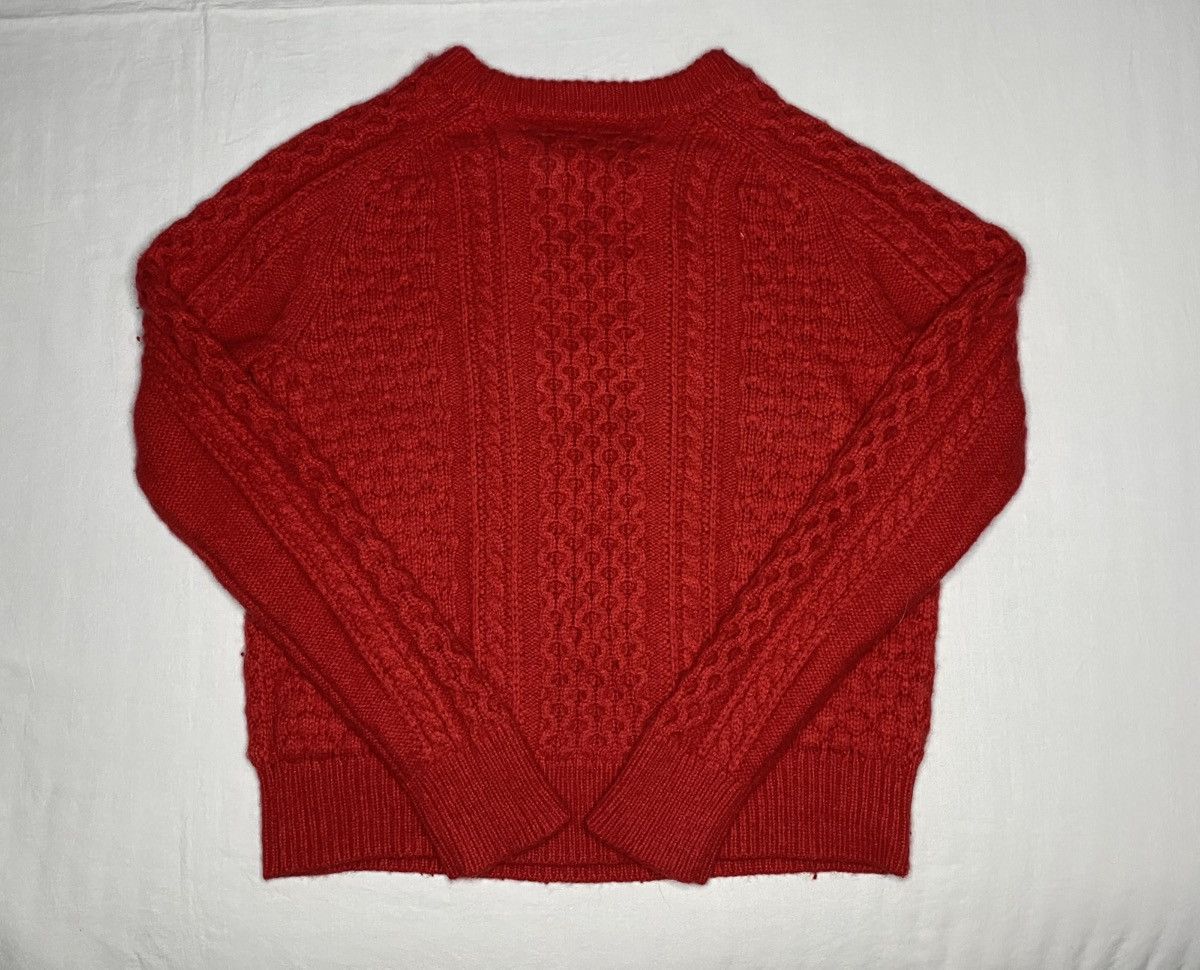 J.Crew J Crew Sweater Lambswool Blend Cable Knit Red Pom Pom Size S / US 4 / IT 40 - 4 Thumbnail