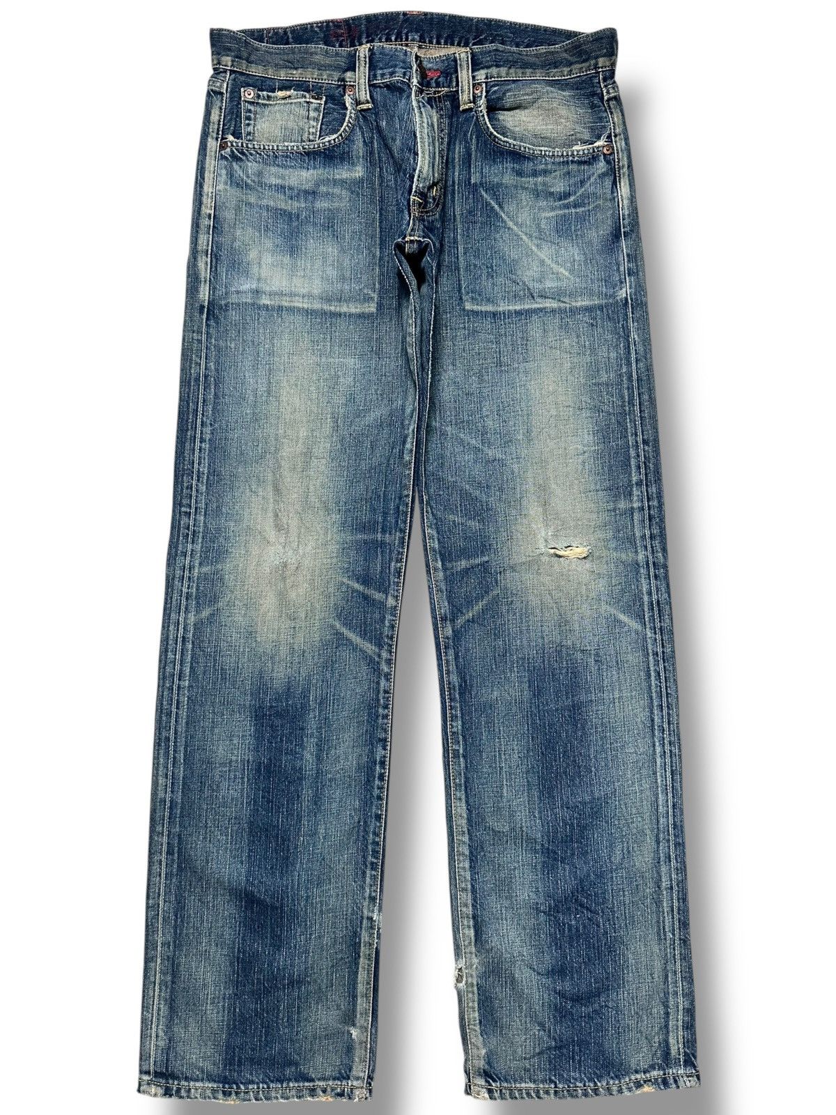 Edwin Edwin 504 Vintage Distressed Straight Jeans With Faded Wash Size US 36 / EU 52 - 1 Thumbnail