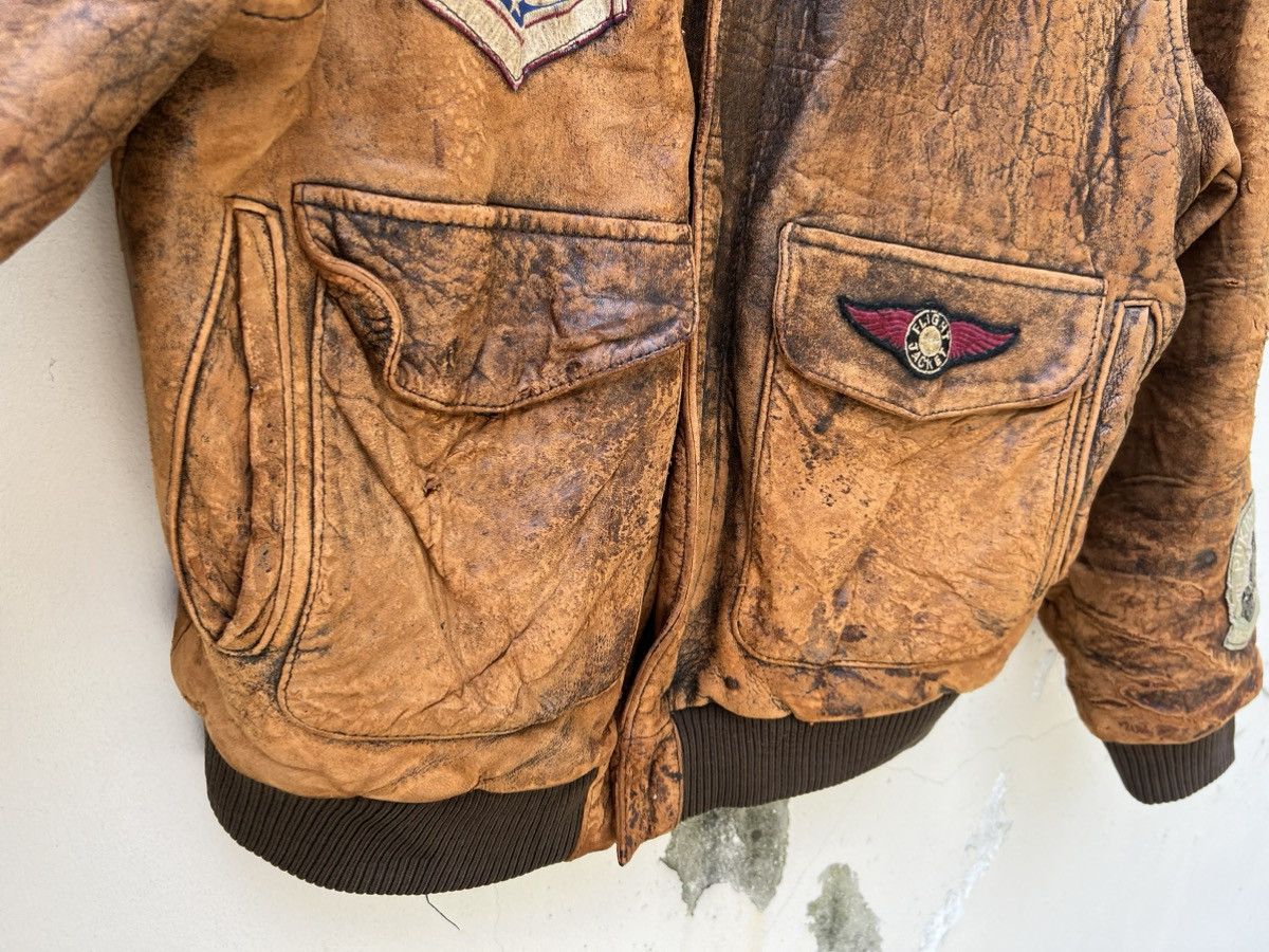 Leather Trashed 80s DEUX 2C Distressed A-2 Flight Leather Jacket Size US L / EU 52-54 / 3 - 14 Thumbnail