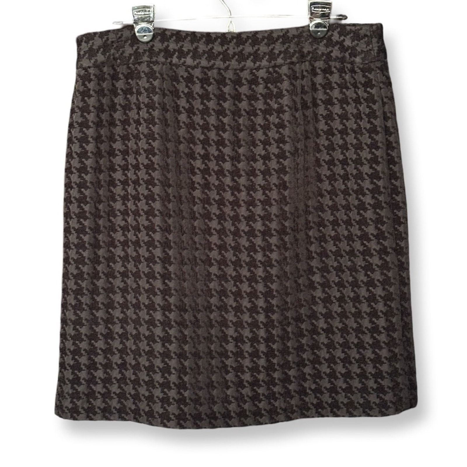 Ann Taylor Vintage Ann Taylor Black Large Houndstooth Mini Skirt Size 34" / US 12 / IT 48 - 2 Thumbnail
