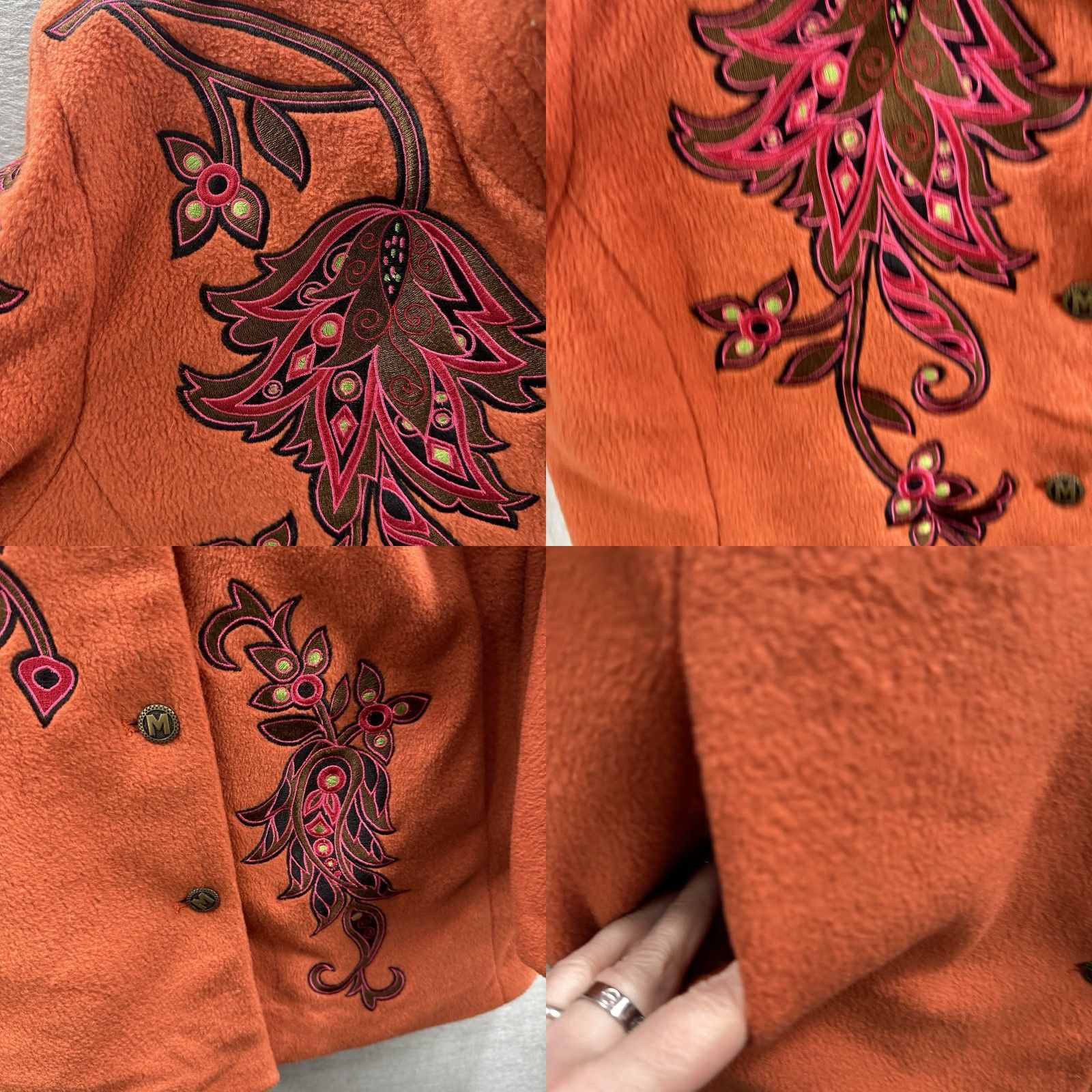 Bob Mackie VINTAGE Bob Mackie Coat Womens M Orange Wearable Art Floral Mid-Length Overcoat Autumn Winter Casual Mens Women’s Size M / US 6-8 / IT 42-44 - 10 Thumbnail