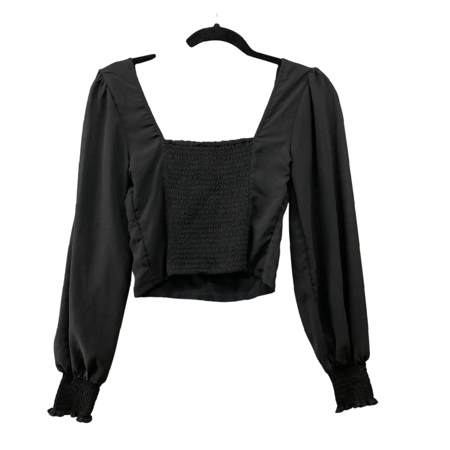 Abercrombie & Fitch Abercrombie & Fitch Cropped Sweetheart Neck Top Womens XS Black Balloon Sleeve Size XS / US 0-2 / IT 36-38 - 2 Thumbnail
