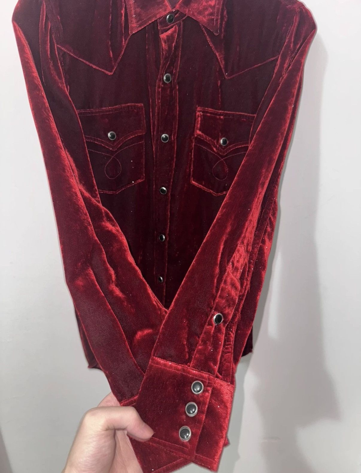 Saint Laurent Paris SLP 16FW Palace Cat's Eye Button Burgundy Velvet Shirt Size US S / EU 44-46 / 1 - 4 Thumbnail