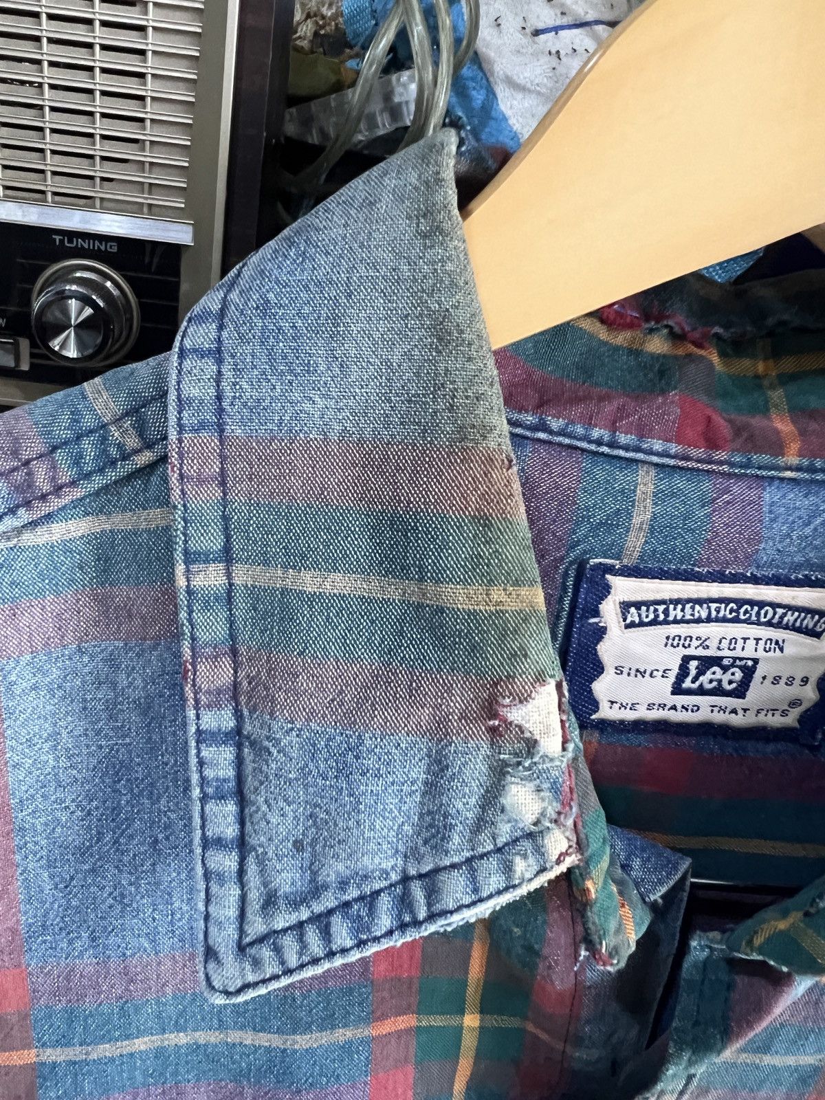 Lee 🔥Distressed Vintage Lee Made in Usa Flannel Size US M / EU 48-50 / 2 - 9 Thumbnail