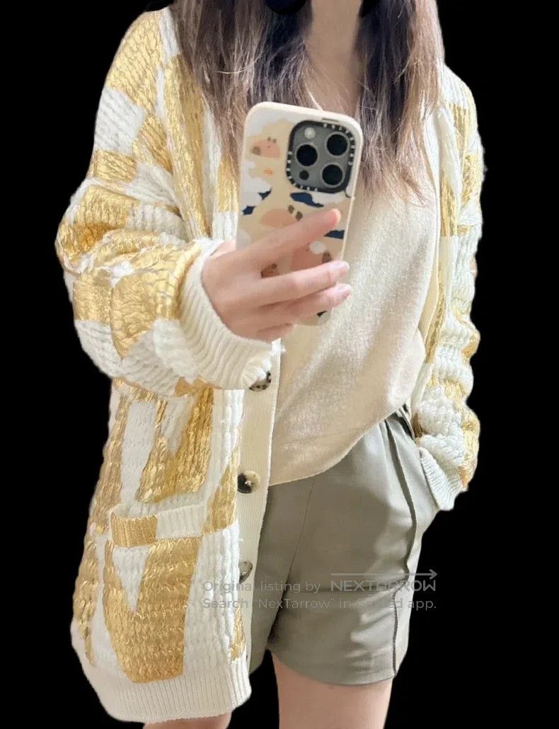 Valentino Valentino Gold V letter cardigan Size S / US 4 / IT 40 - 1 Thumbnail