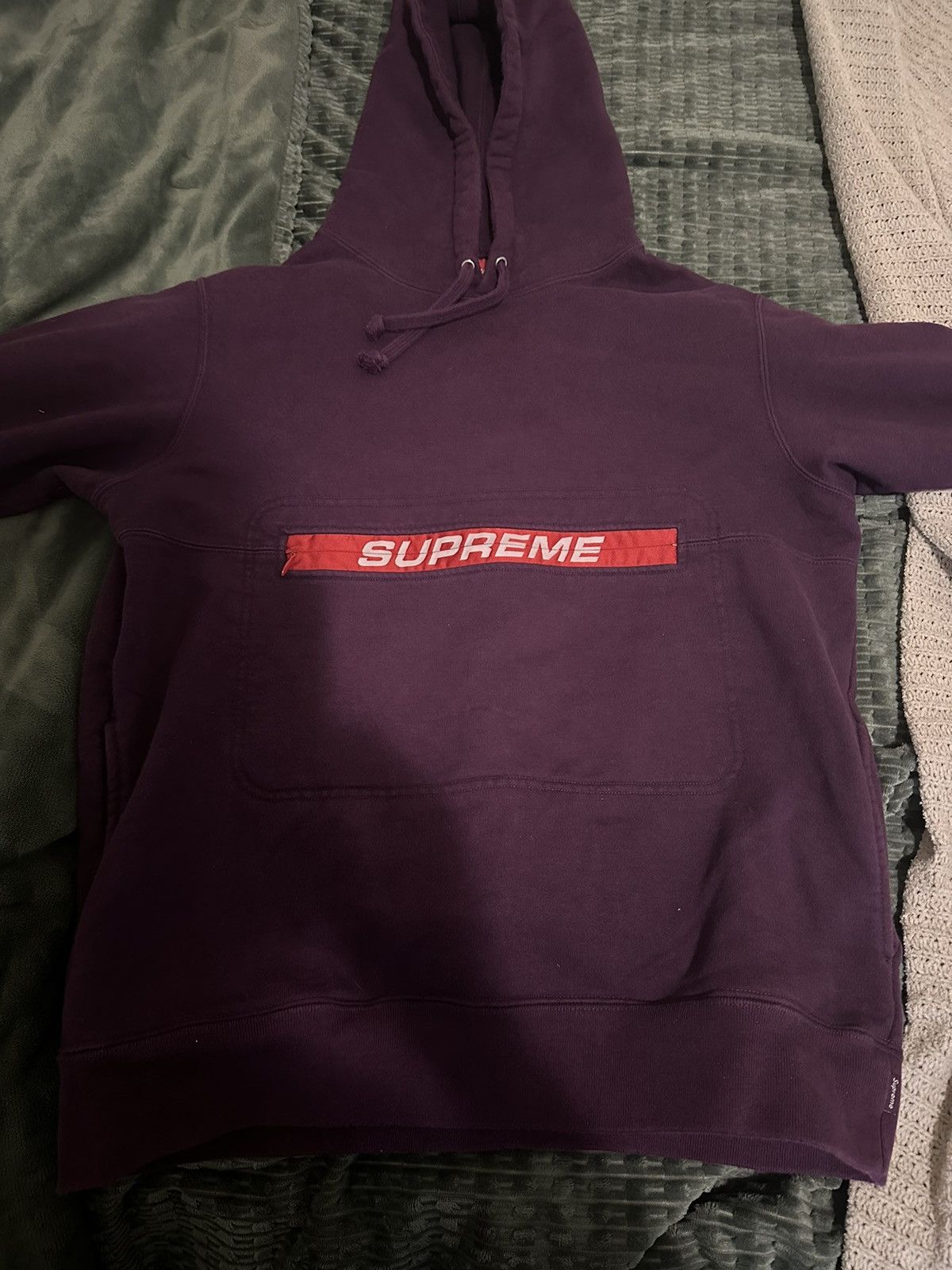 image of Supreme Purple Surpreme Pouch Hoodie, Men's (Size Small)