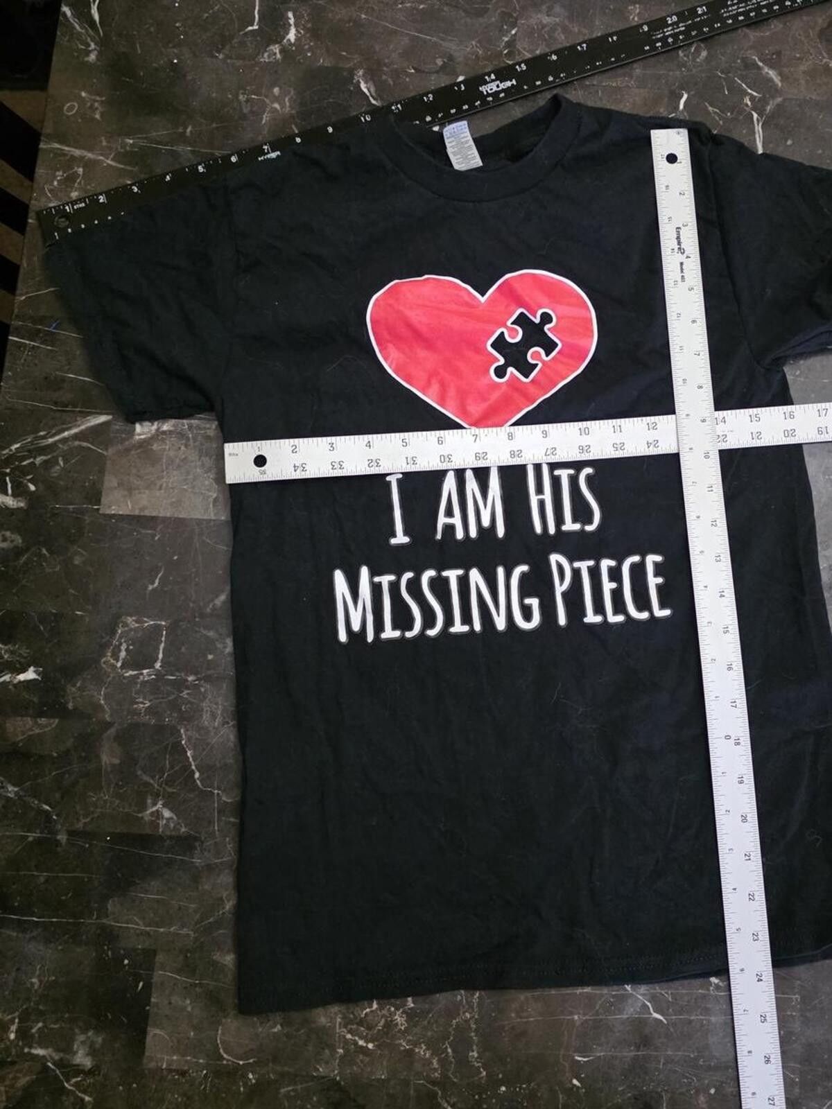 Gildan Autism Awareness Black 'I Am His Missing Piece' T Shirt Sz S Size ONE SIZE - 5 Thumbnail