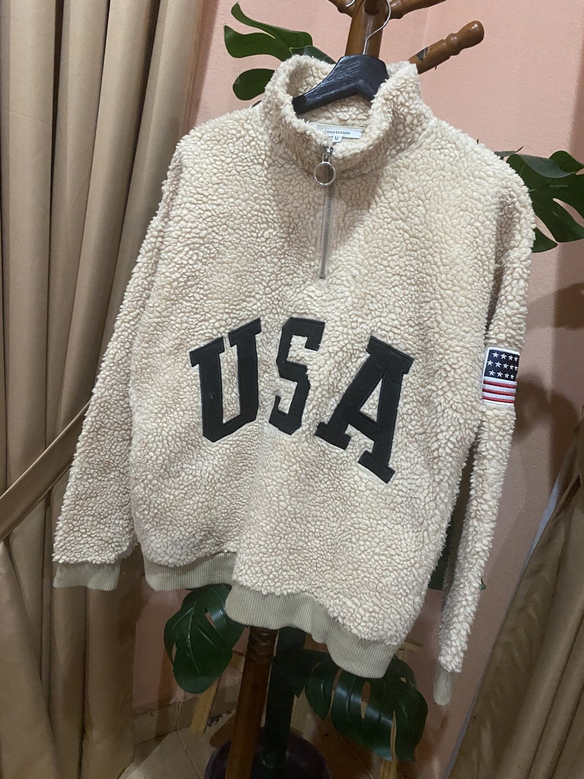 Japanese Brand Vintage USA Sherpa Fleece Pullover Cozy Quarter-Zip Sweater Size US M / EU 48-50 / 2 - 2 Thumbnail