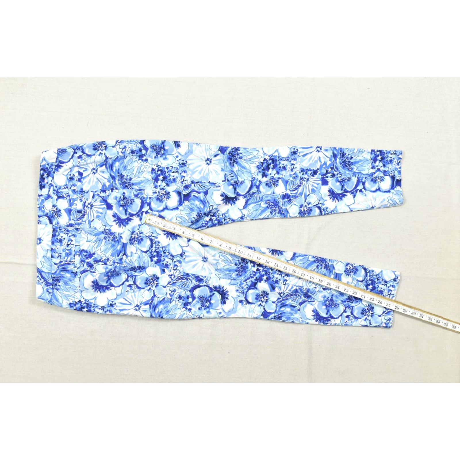 Lilly Pulitzer Lilly Pulitzer Women's Pants Ankle Blue Floral Print Stretch Cotton Skinny Zip 10 Regular Adult Womens Size 32" / US 10 / IT 46 - 3 Thumbnail