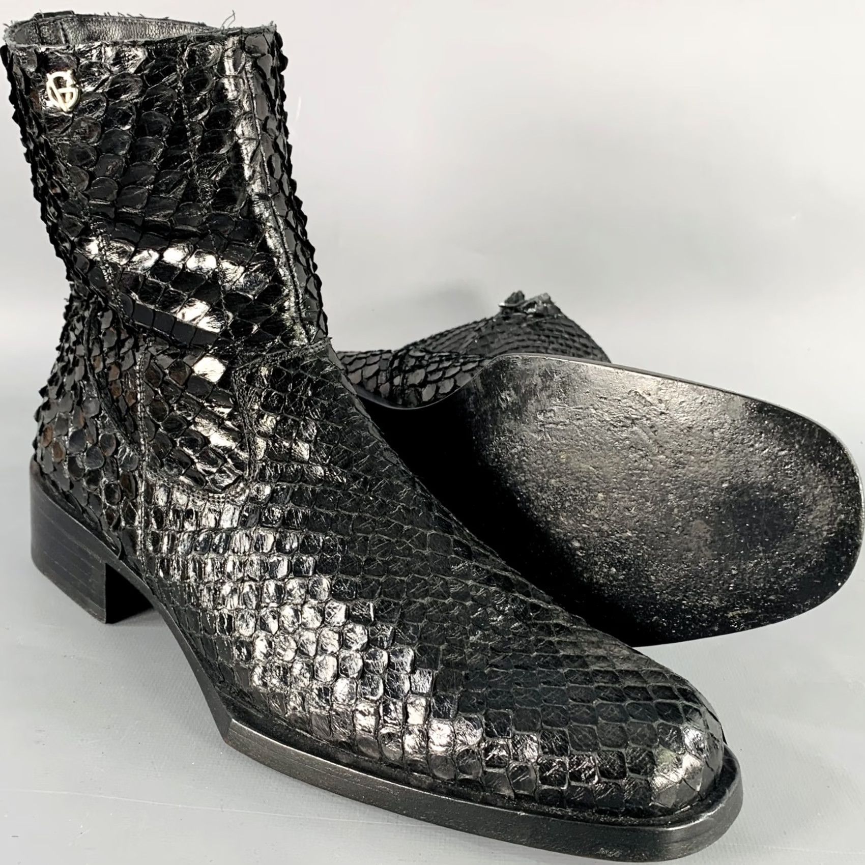 Versace GIANNI VERSACE Size 8 Black Python Leather Side Zipper Ankle Boots Size US 8 / EU 41 - 5 Thumbnail